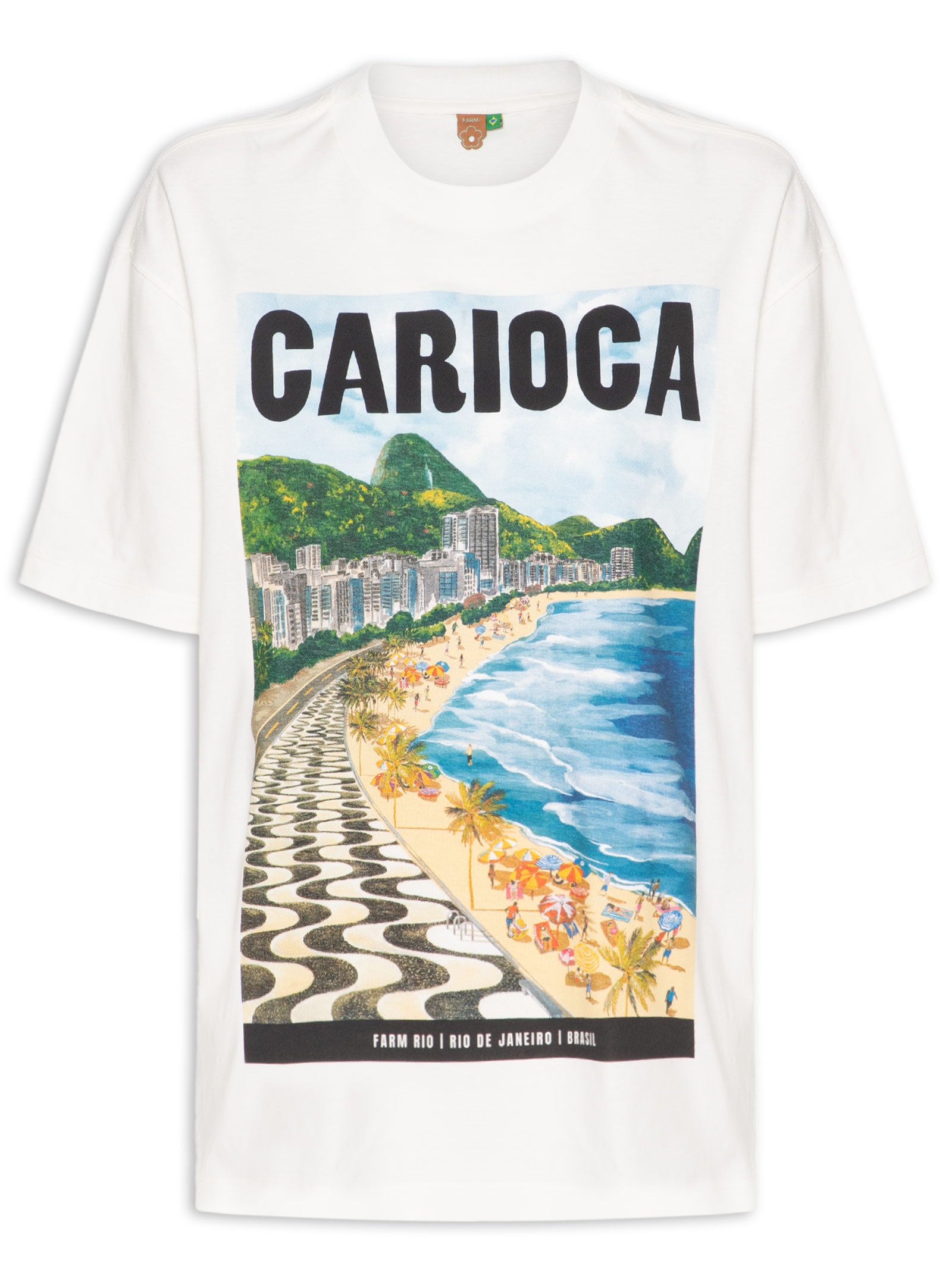 Camiseta Feminina Média Paisagem Carioca Branco Farm