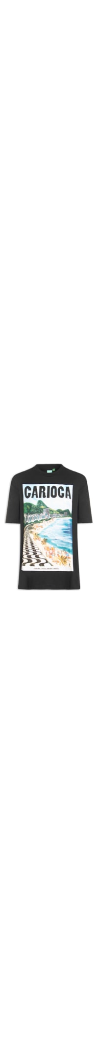 Camiseta Feminina Média Paisagem Carioca - Preto