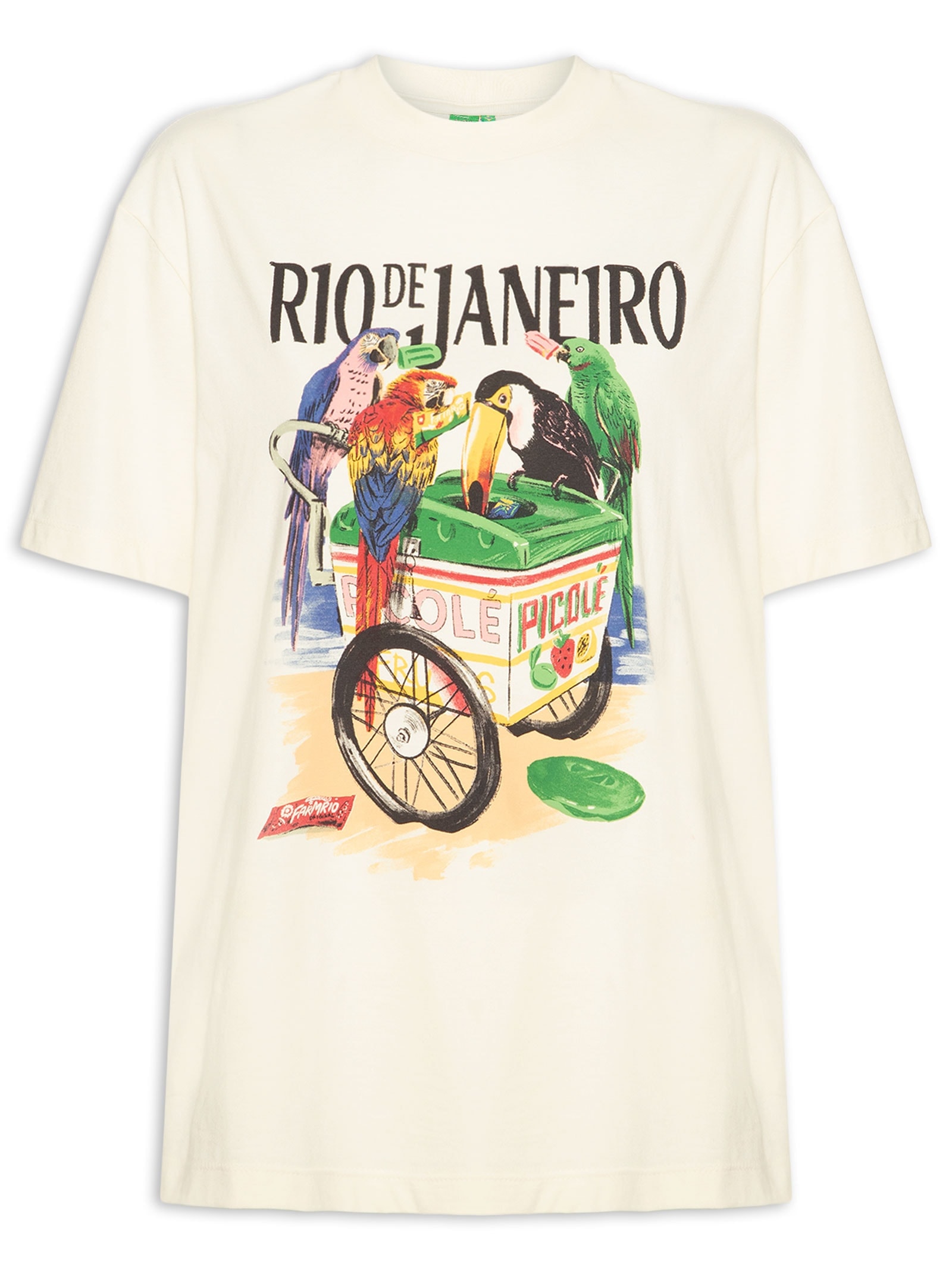 Camiseta Feminina Média Pássaros com Picolé Bege Farm