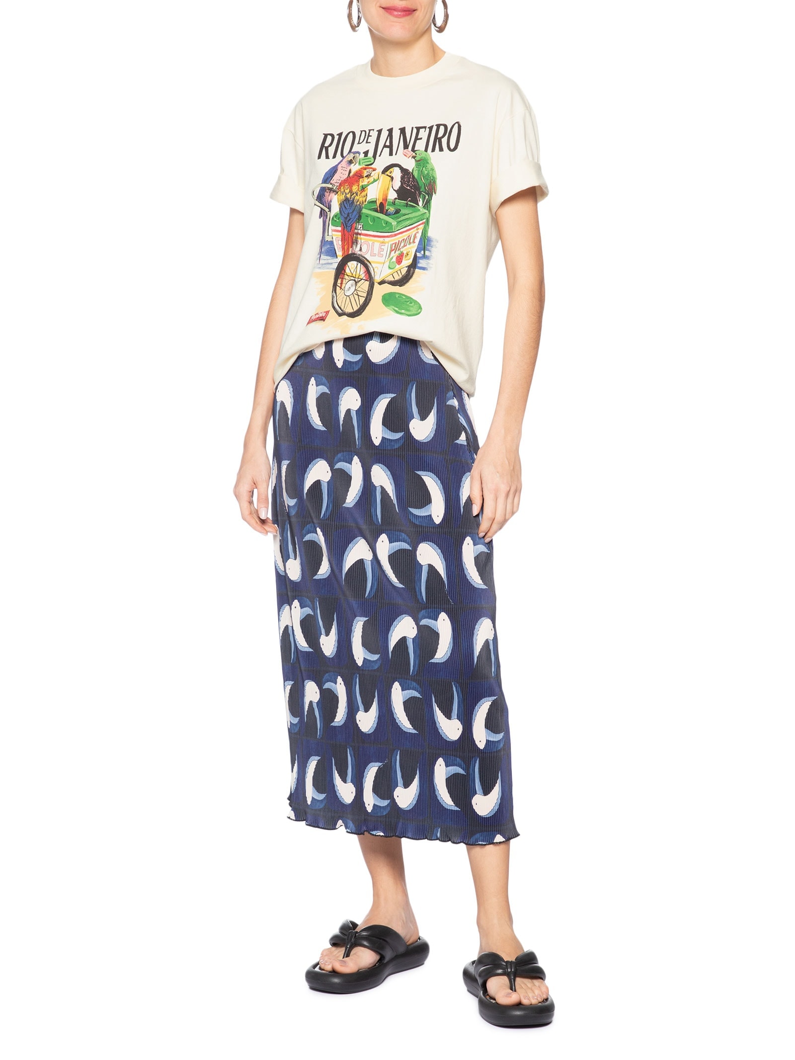 Camiseta Feminina Média Pássaros com Picolé – Bege Farm