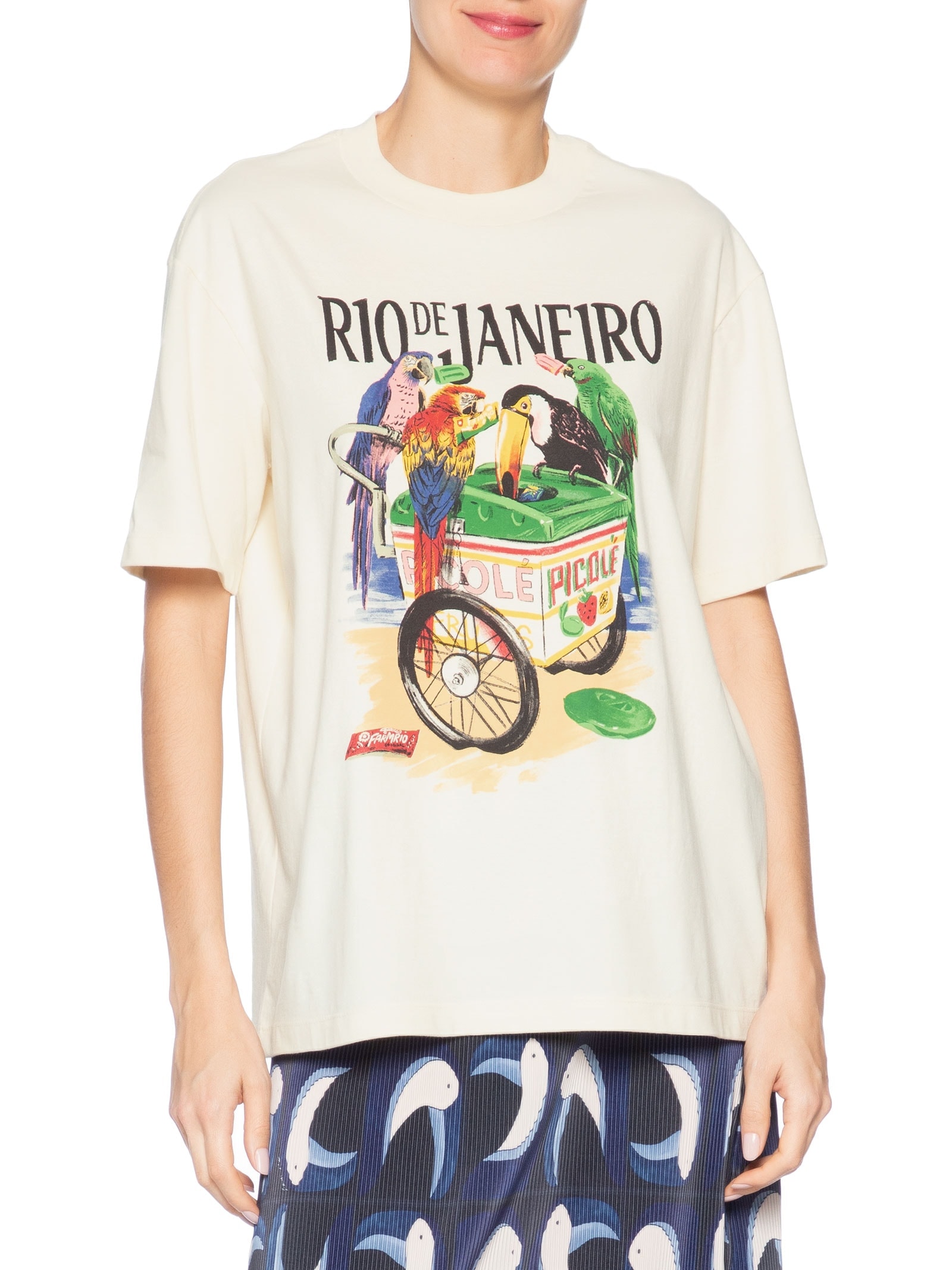 Camiseta Feminina Média Pássaros com Picolé – Bege Farm
