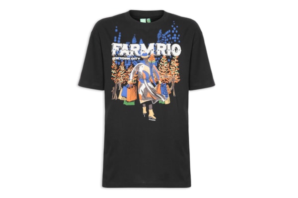 Camiseta Feminina Média Patinando Em NY - Preto