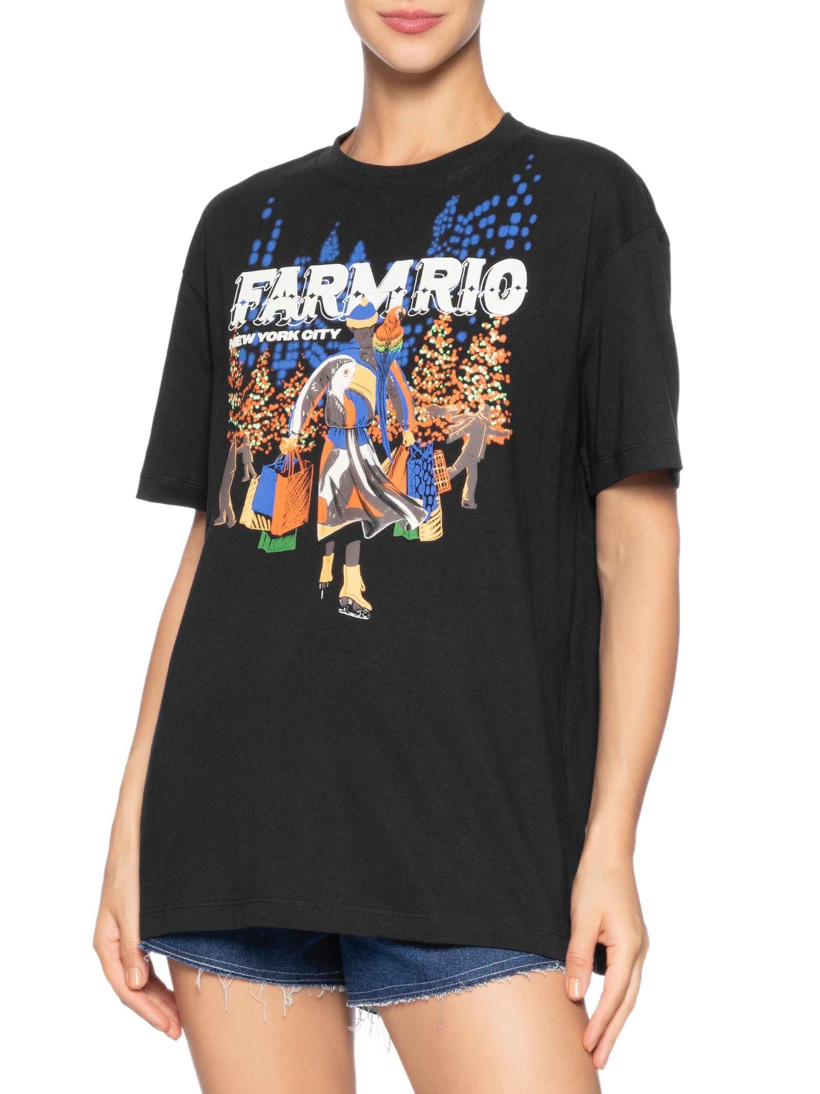 Camiseta Feminina Média Patinando Em NY Preto Farm