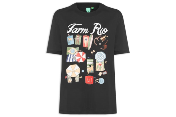 Camiseta Feminina Média Praia Carioca - Preto