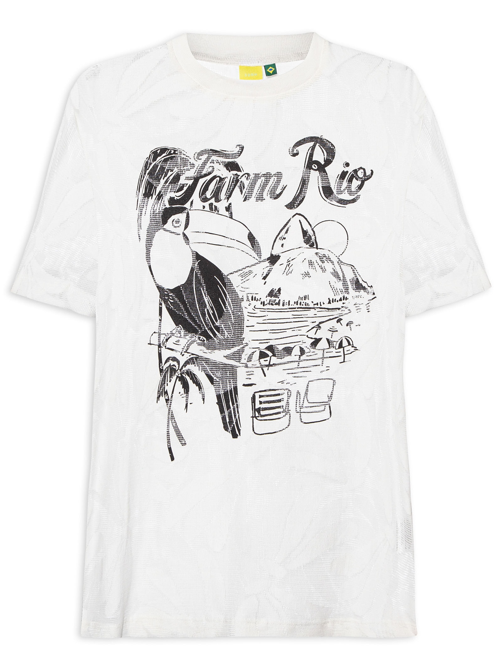 Camiseta Feminina Média Renda Tucano Praia Branco Farm