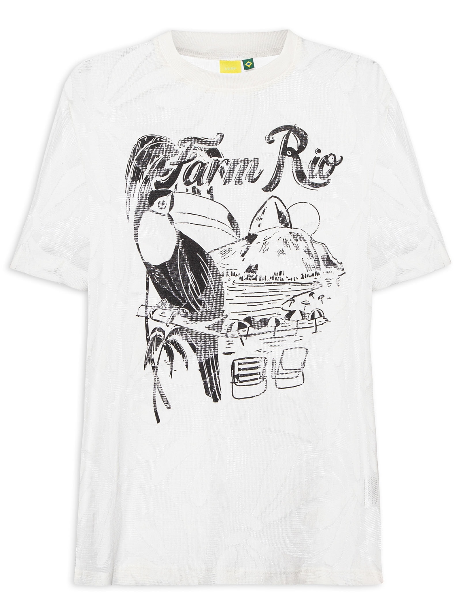 Camiseta Feminina Média Renda Tucano Praia Branco Farm