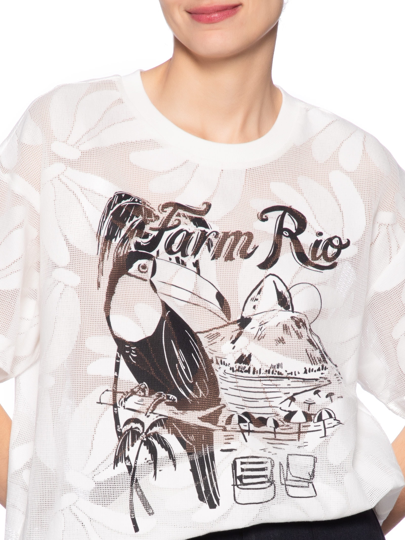 Camiseta Feminina Média Renda Tucano Praia Branco Farm