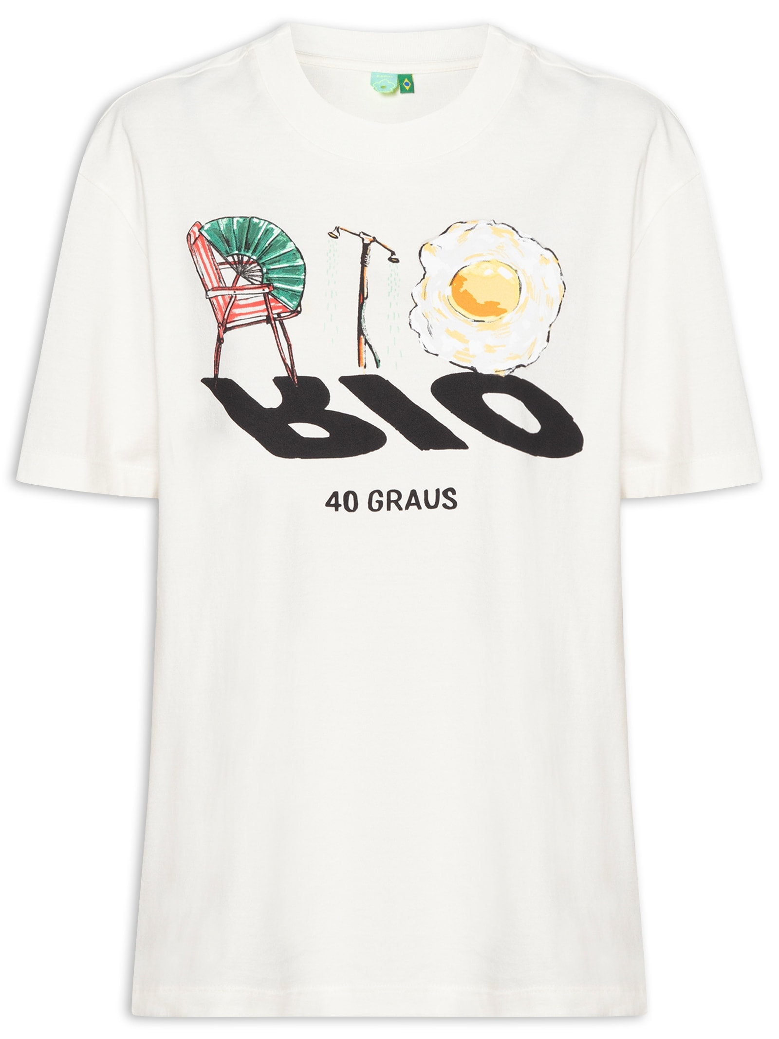 Camiseta Feminina Média Rio 40 Graus Branco Farm