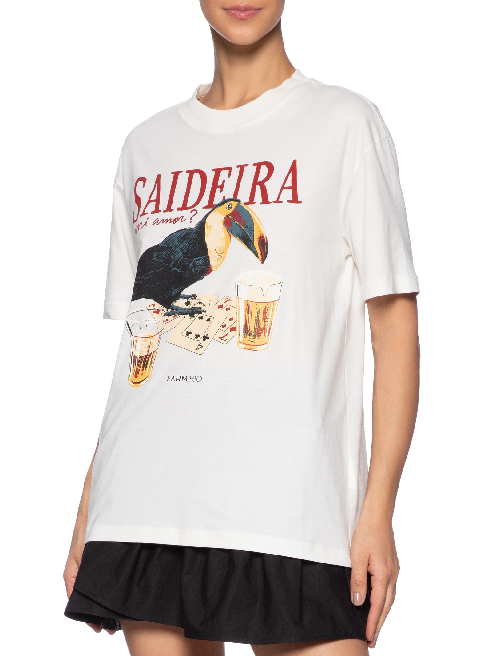 Camiseta Feminina Média Saideira Branco Farm
