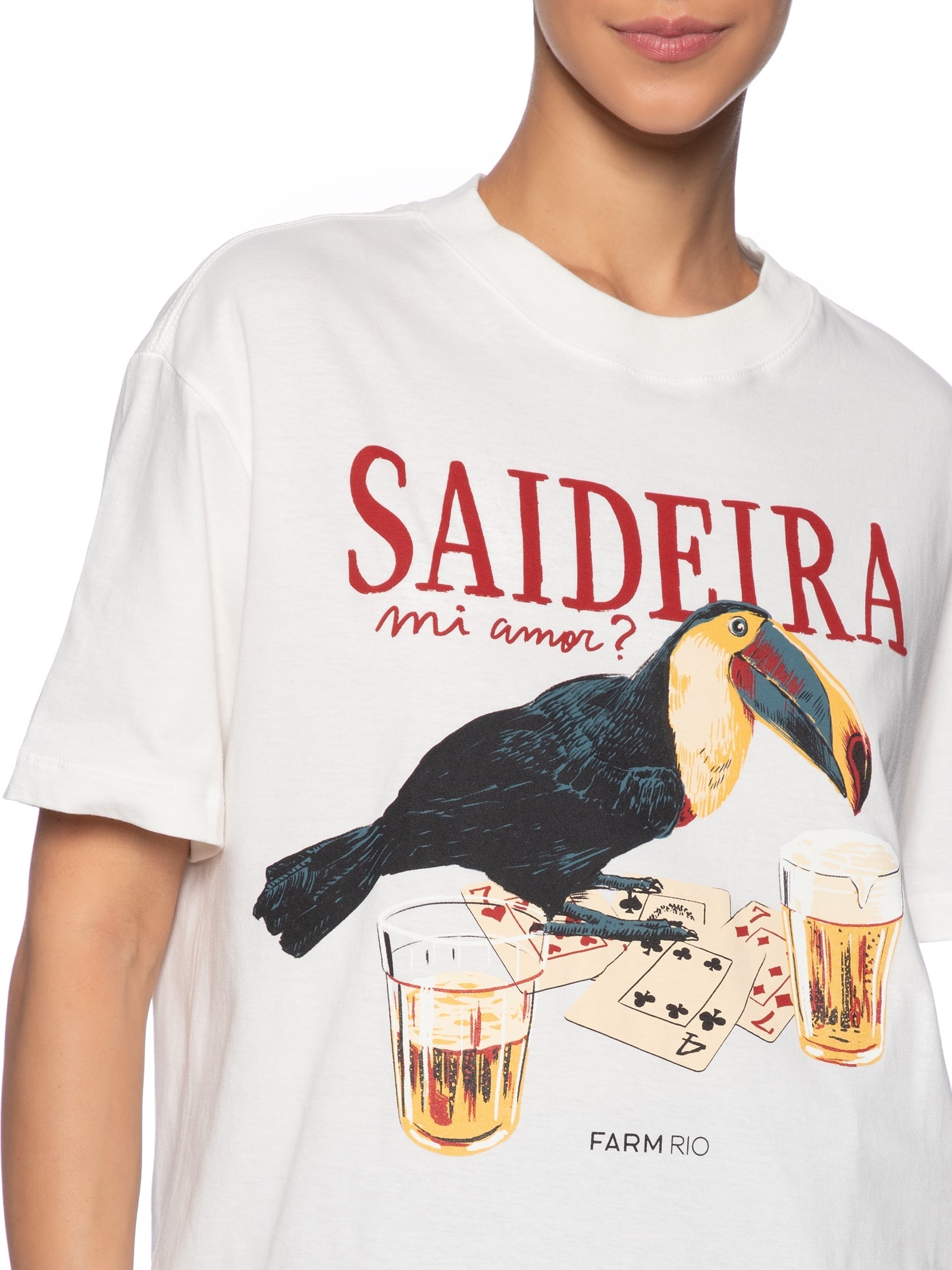 Camiseta Feminina Média Saideira Branco Farm