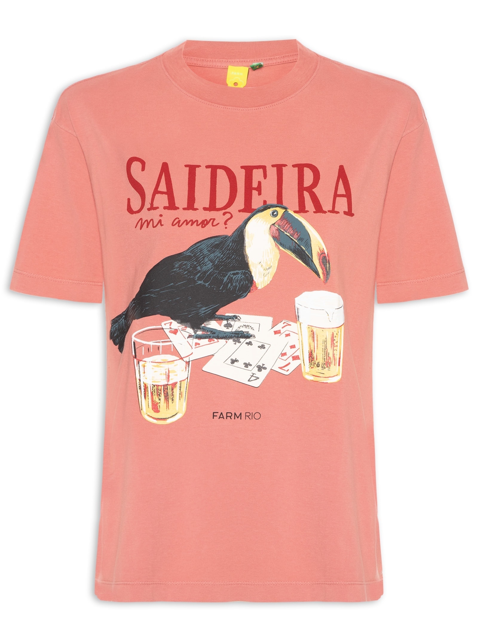 Camiseta Feminina Média Saideira Rosa Farm
