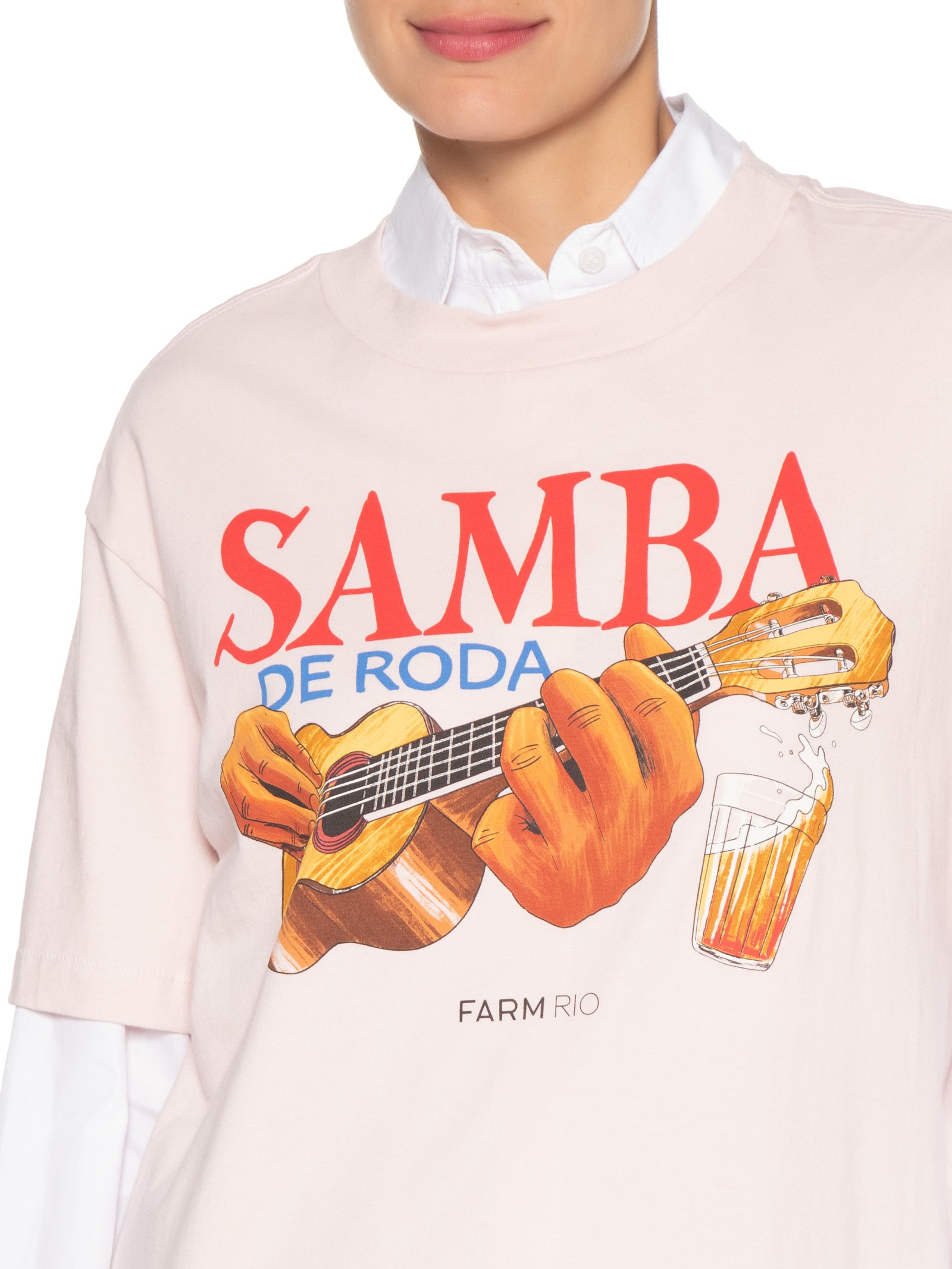 Camiseta Feminina Média Samba De Roda Rosa Farm