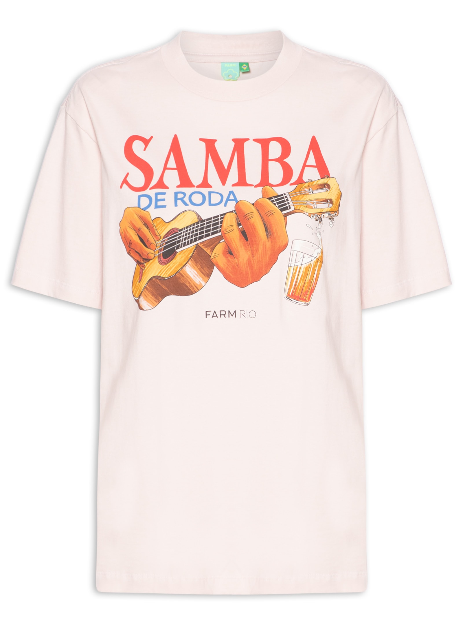 Camiseta Feminina Média Samba De Roda Rosa Farm
