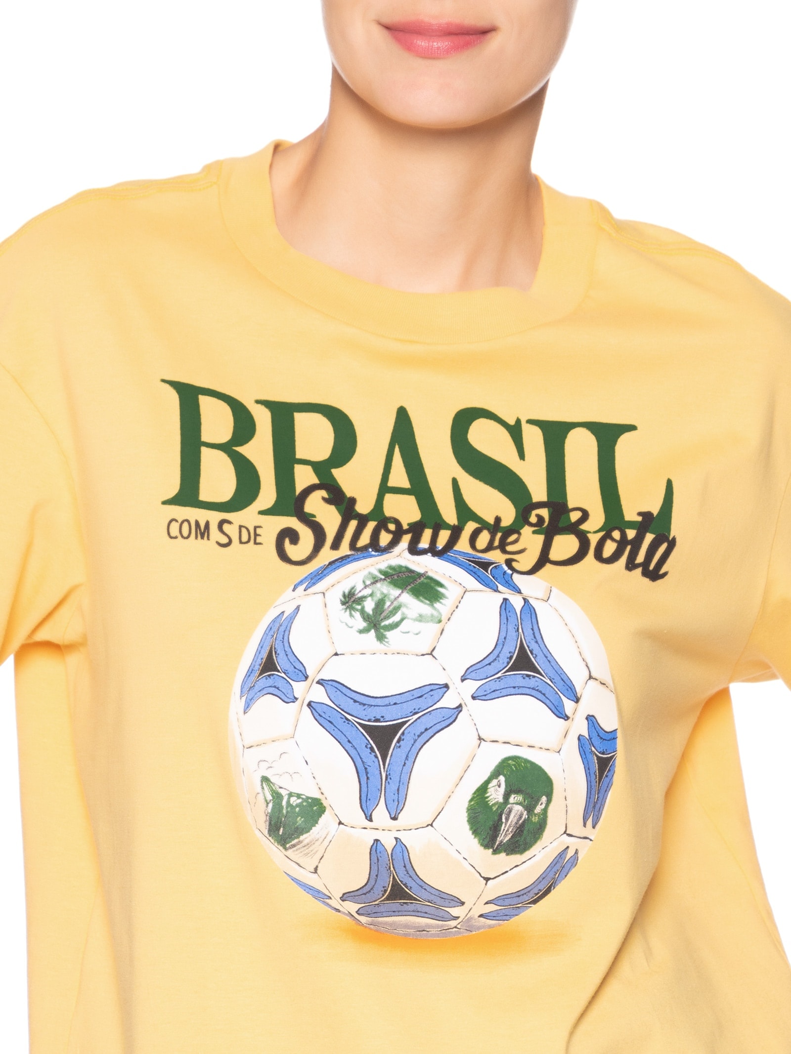 Camiseta Feminina Média Show De Bola Amarelo Farm