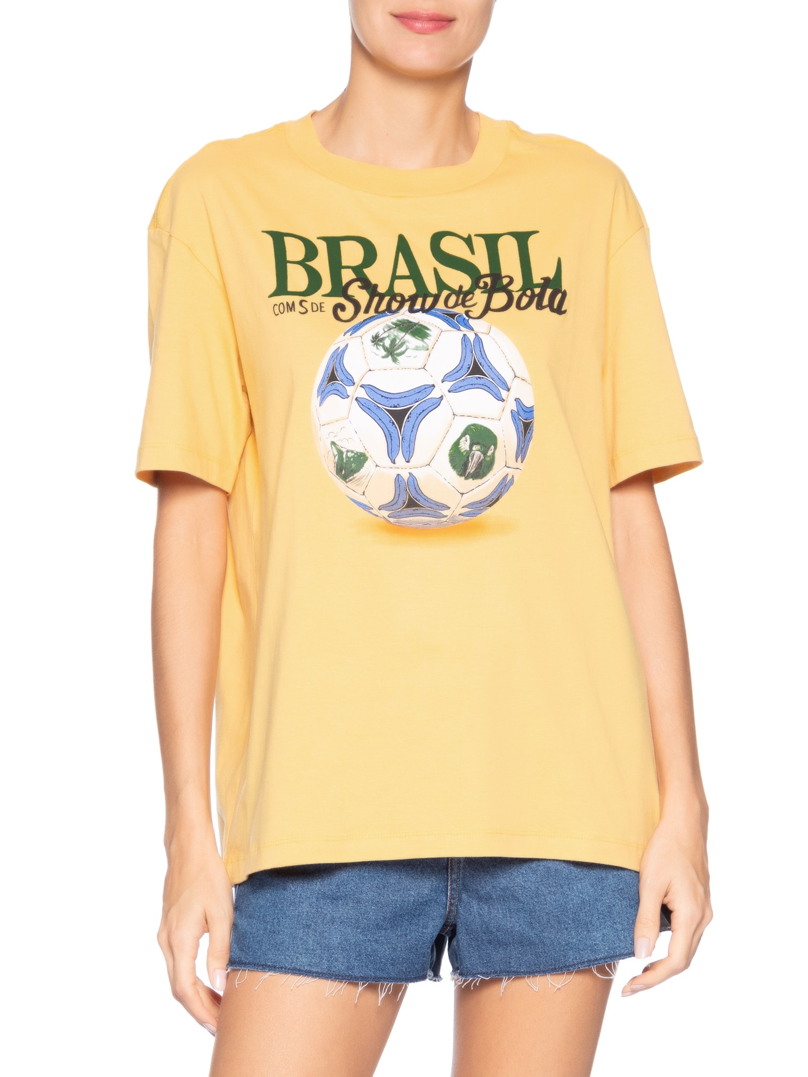 Camiseta Feminina Média Show De Bola Amarelo Farm