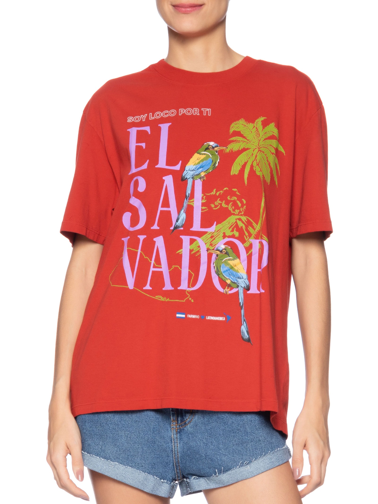 Camiseta Feminina Media Soy El Salvador Vermelho Farm