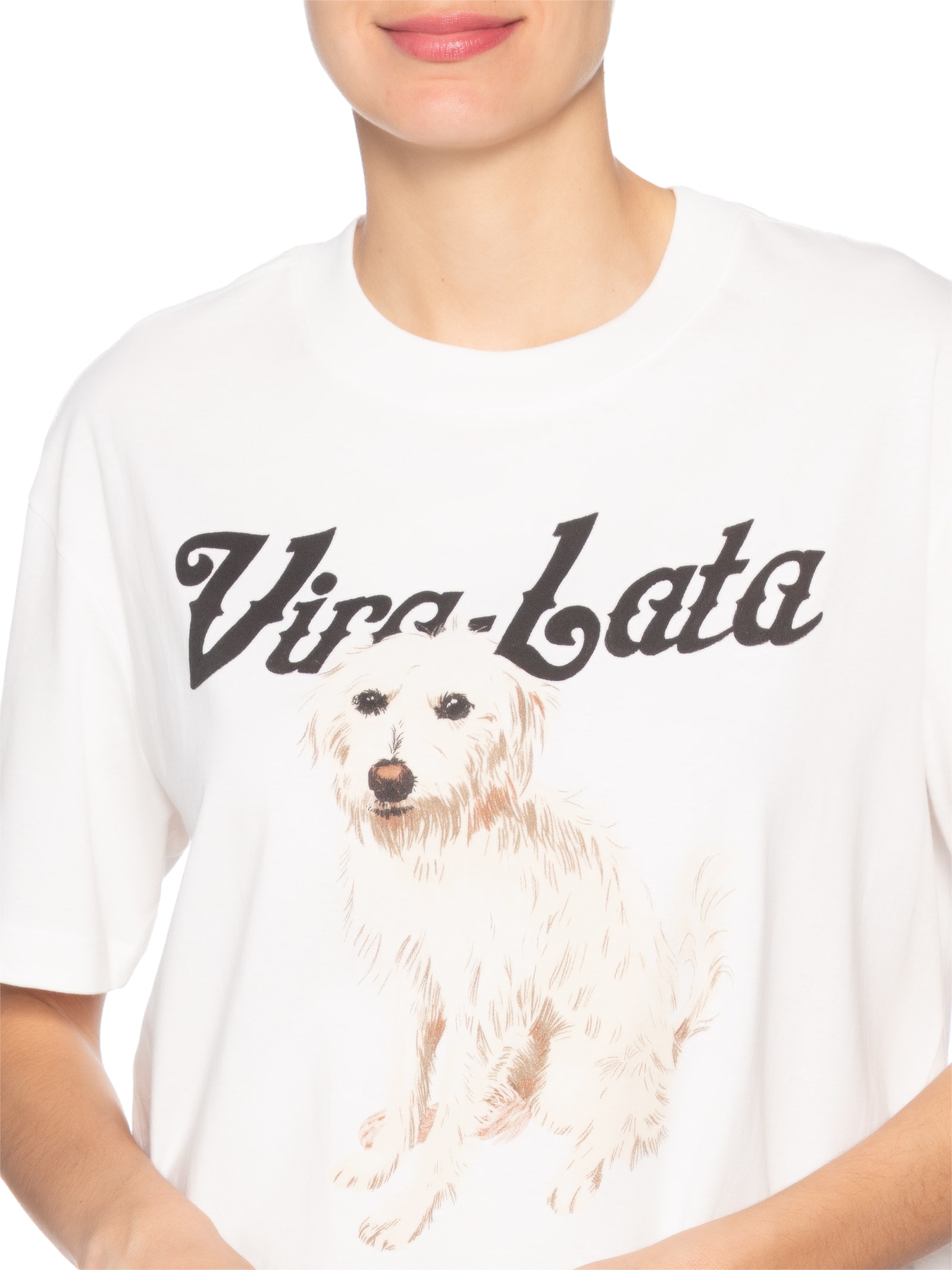 Camiseta Feminina Média Vita Lata Fiapo De Manga Branco Farm