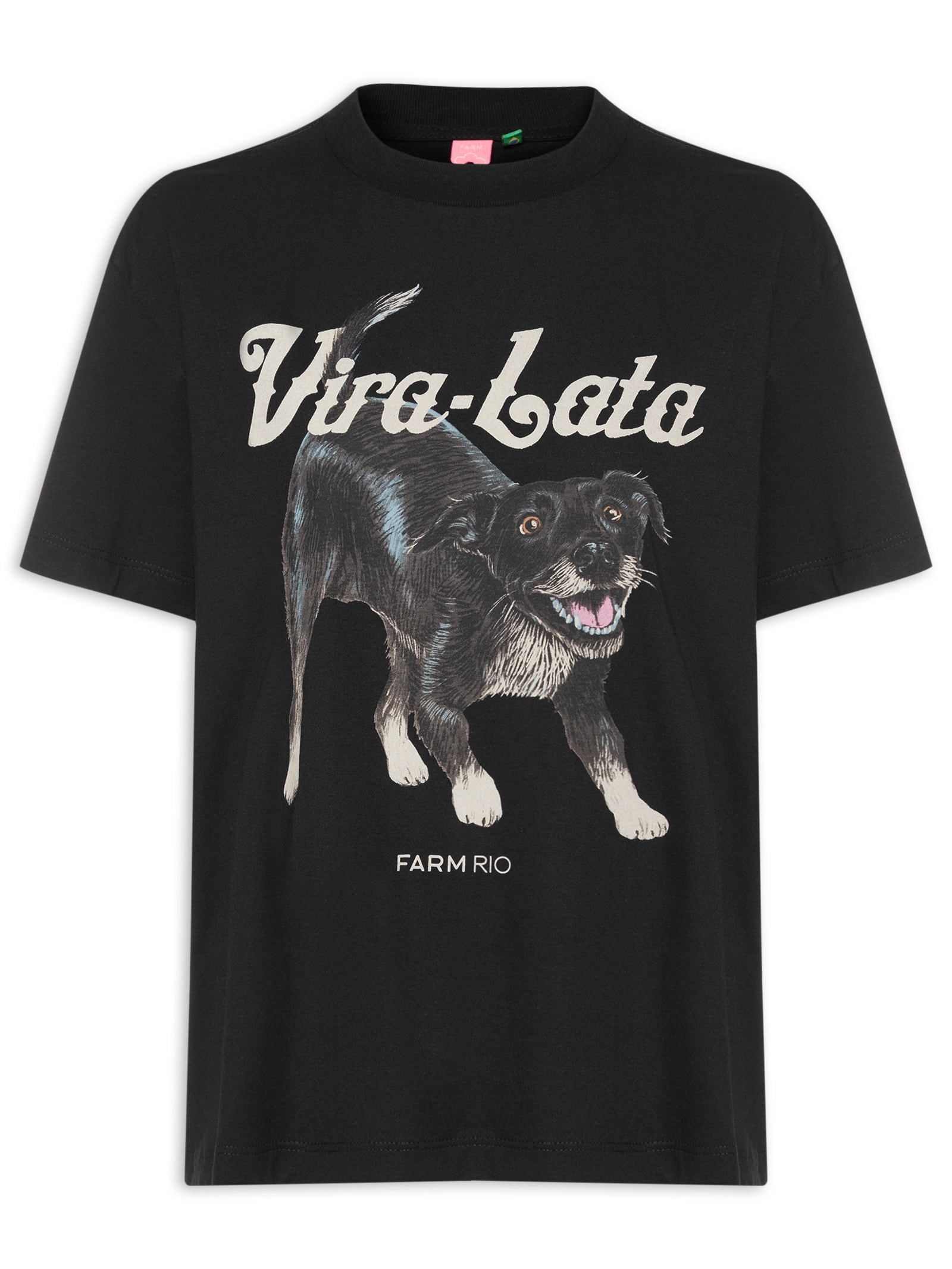 Camiseta Feminina Média Vita Lata Malhado Preto Farm