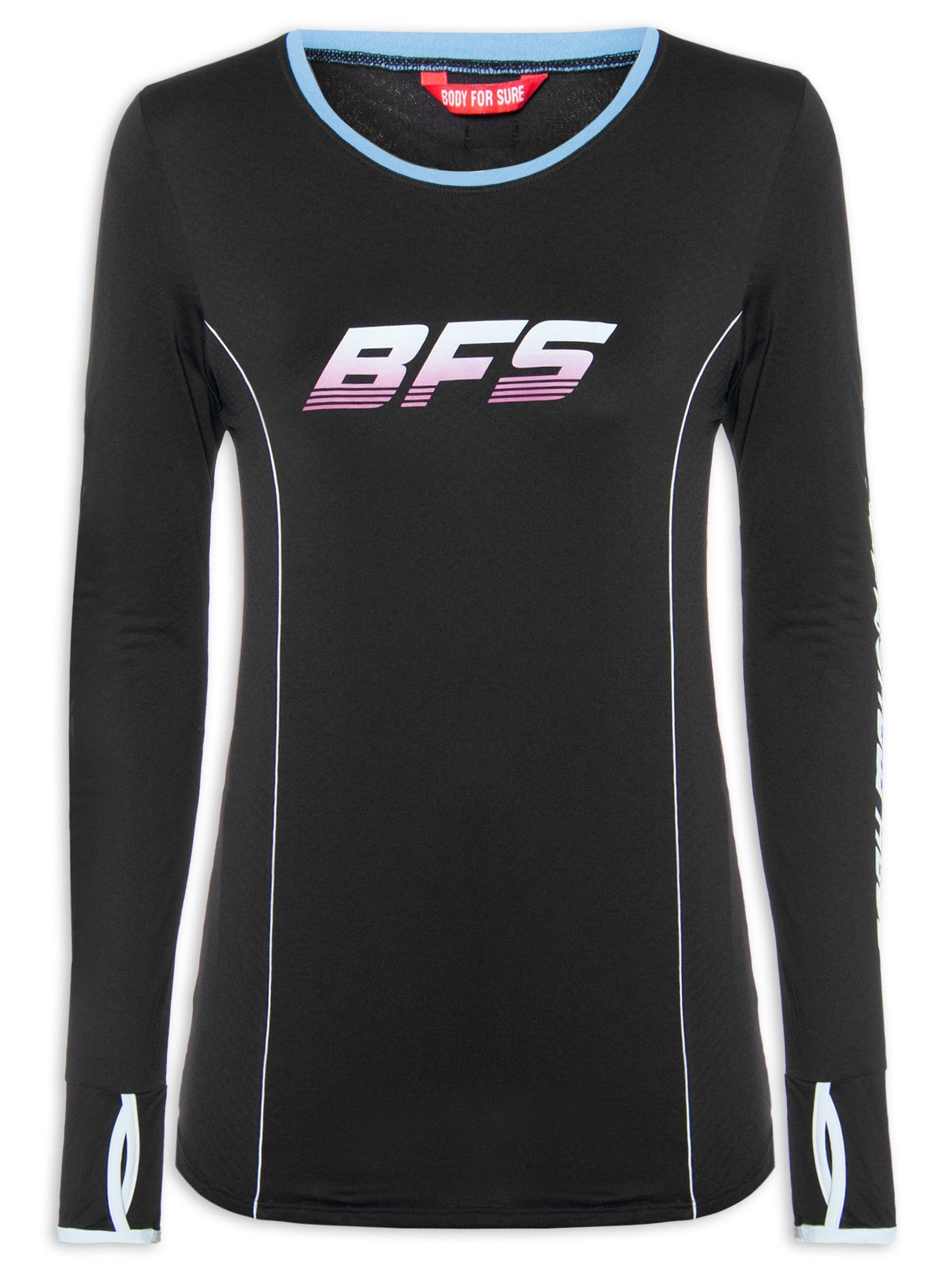 Camiseta Feminina Ml Estampada Pop Preto Body For Sure