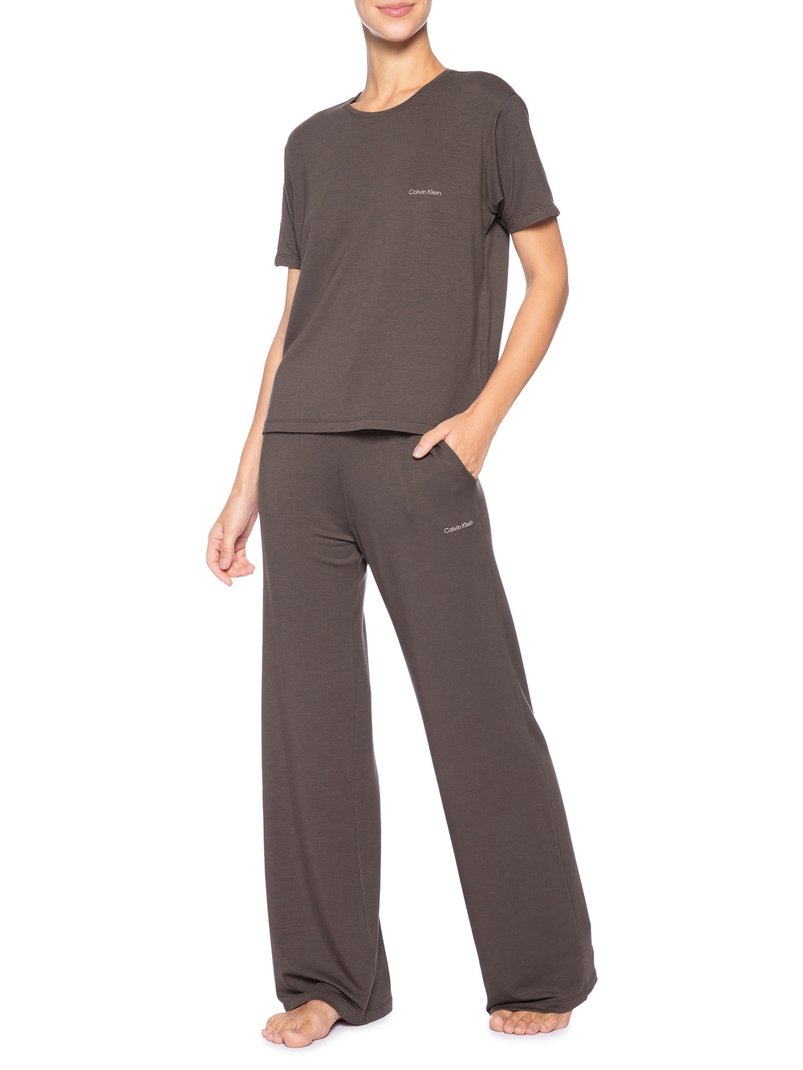 Camiseta Feminina Modal Soft Lounge Marrom Calvin Klein Underwear