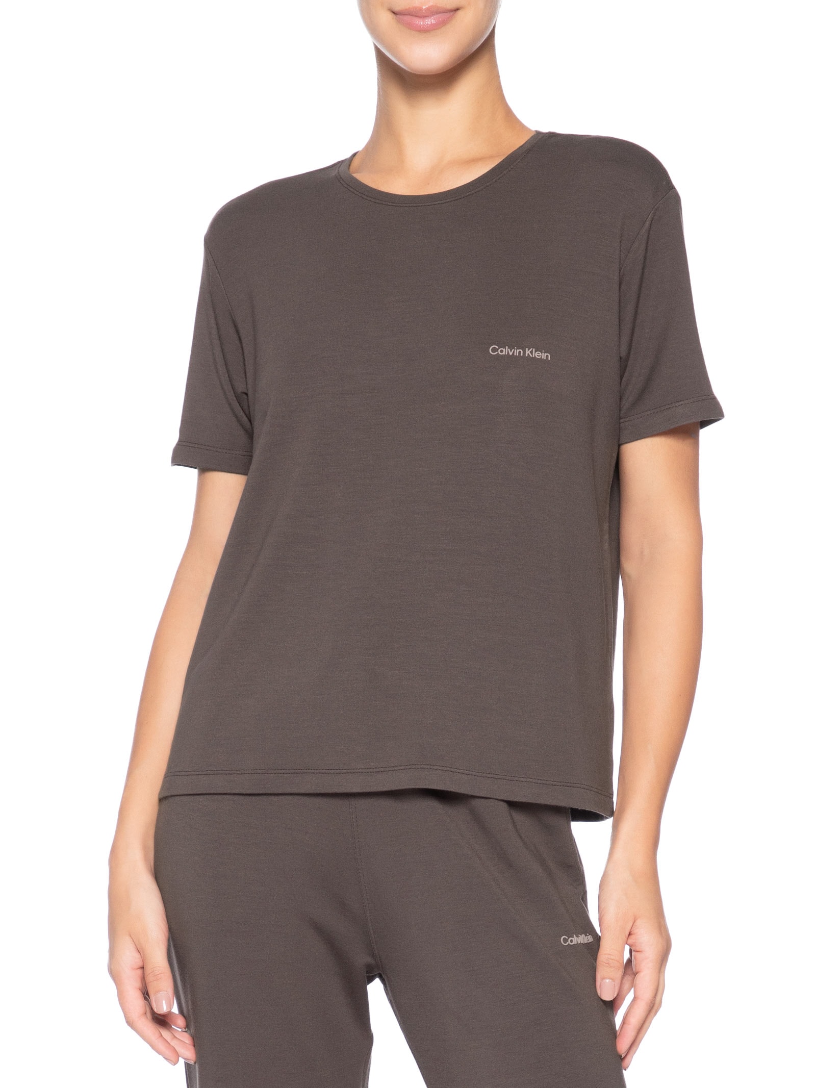 Camiseta Feminina Modal Soft Lounge Marrom Calvin Klein Underwear