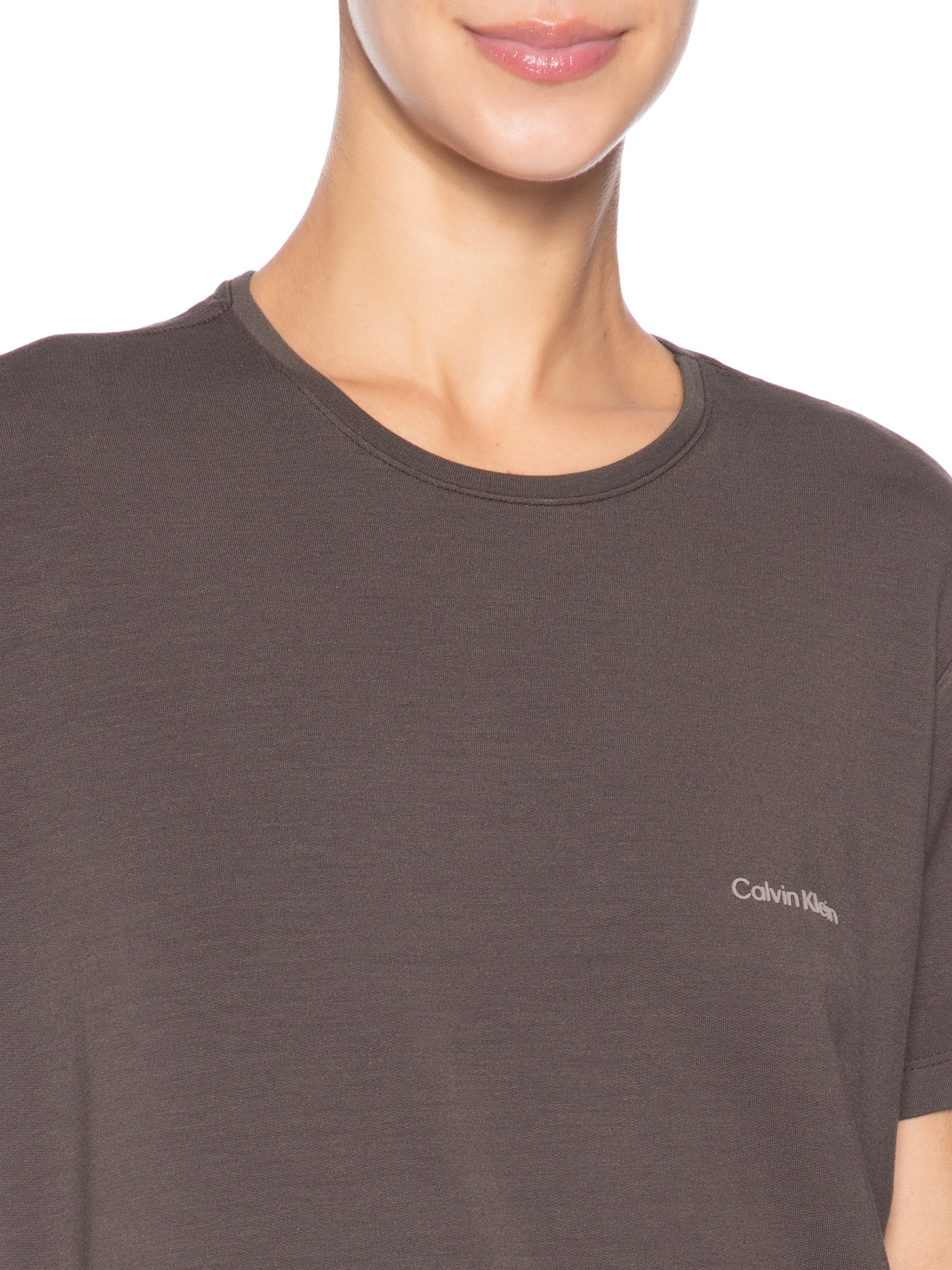 Camiseta Feminina Modal Soft Lounge Marrom Calvin Klein Underwear