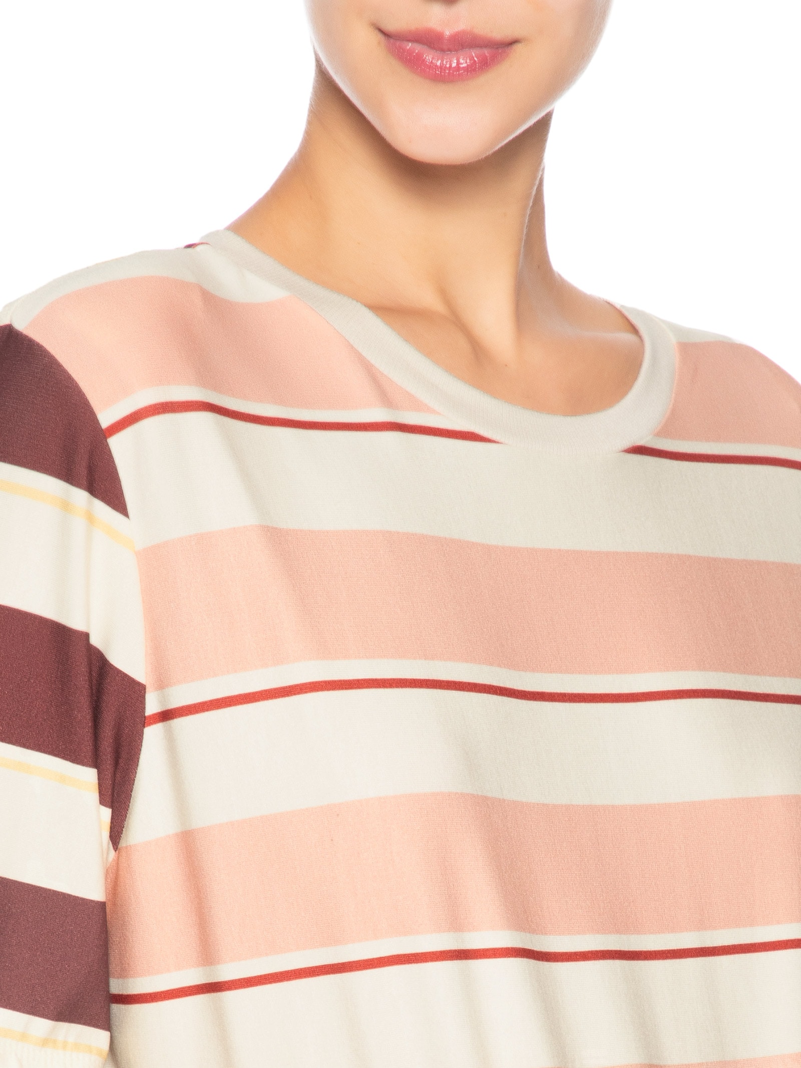 Camiseta Feminina Moletinho Estampa Listra Rosa Dress To