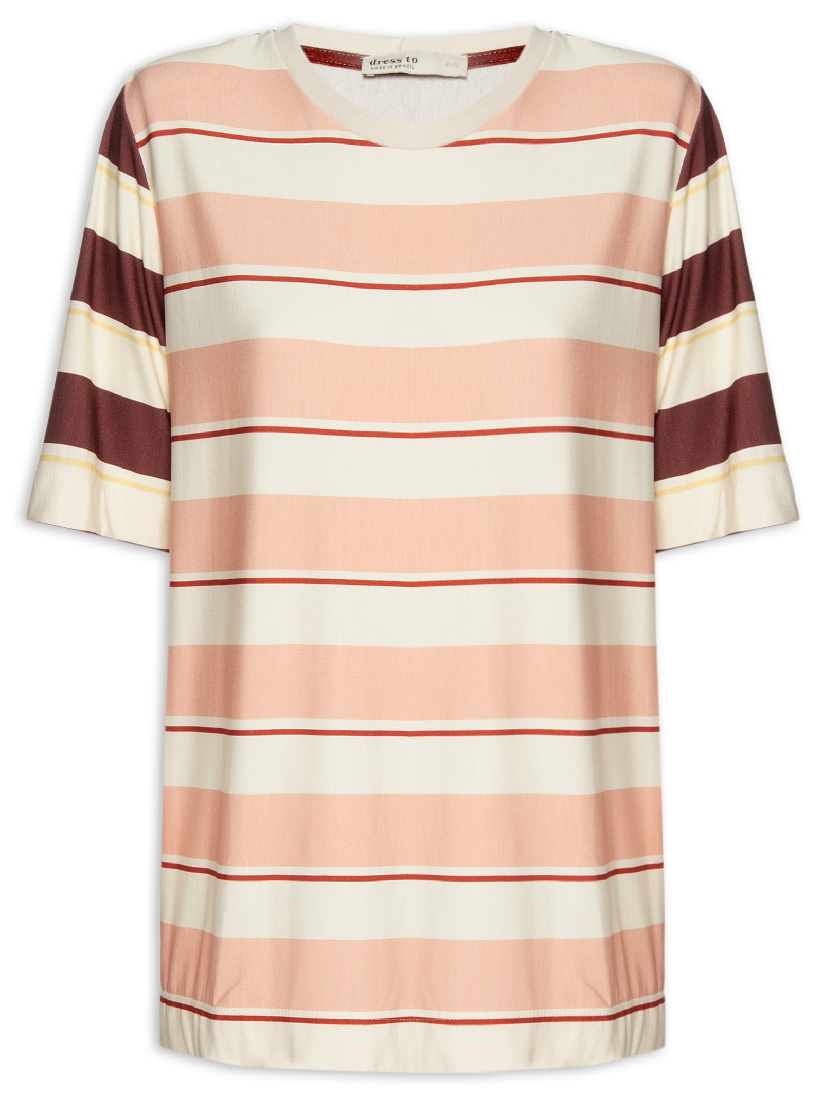 Camiseta Feminina Moletinho Estampa Listra – Rosa Dress To