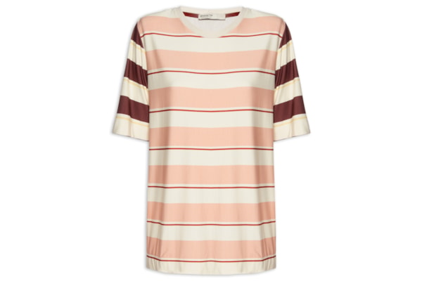 Camiseta Feminina Moletinho Estampa Listra – Rosa