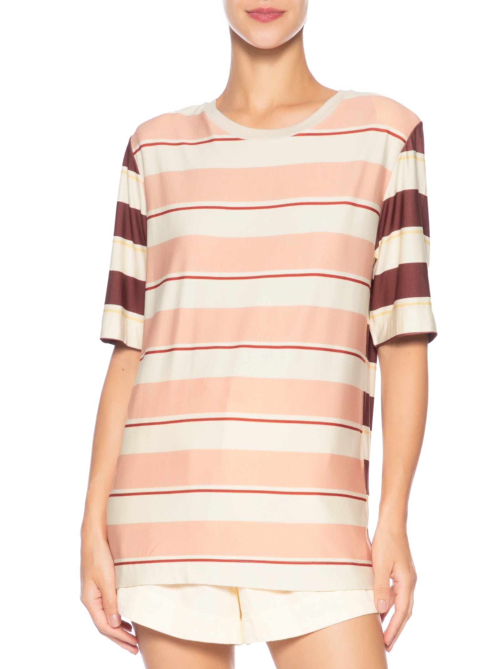 Camiseta Feminina Moletinho Estampa Listra – Rosa Dress To