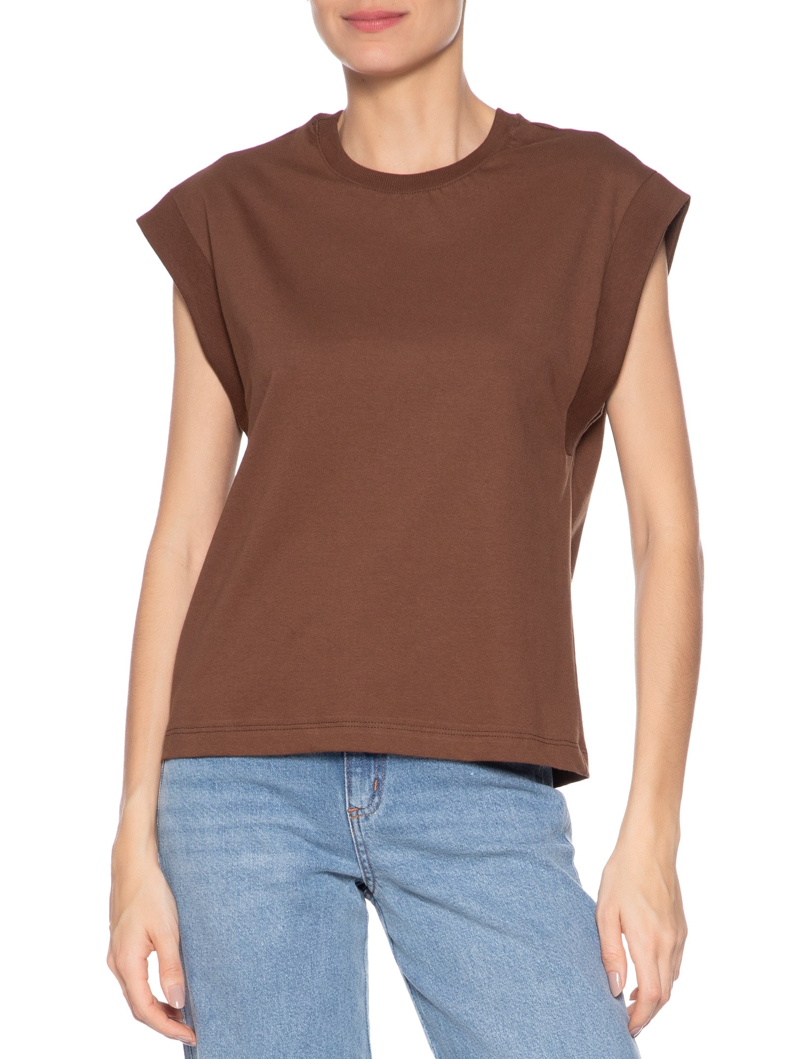 Camiseta Feminina Muscle Tee Marrom Basiq