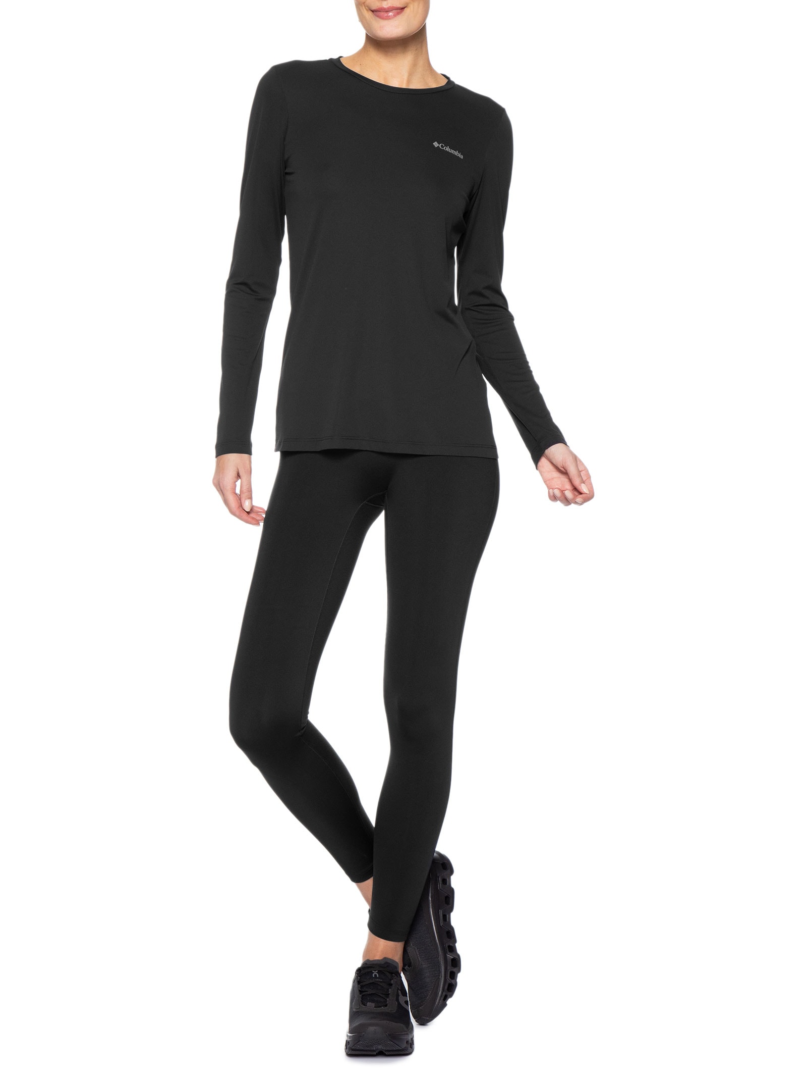 Camiseta Feminina Neblina Manga Longa Preto Columbia