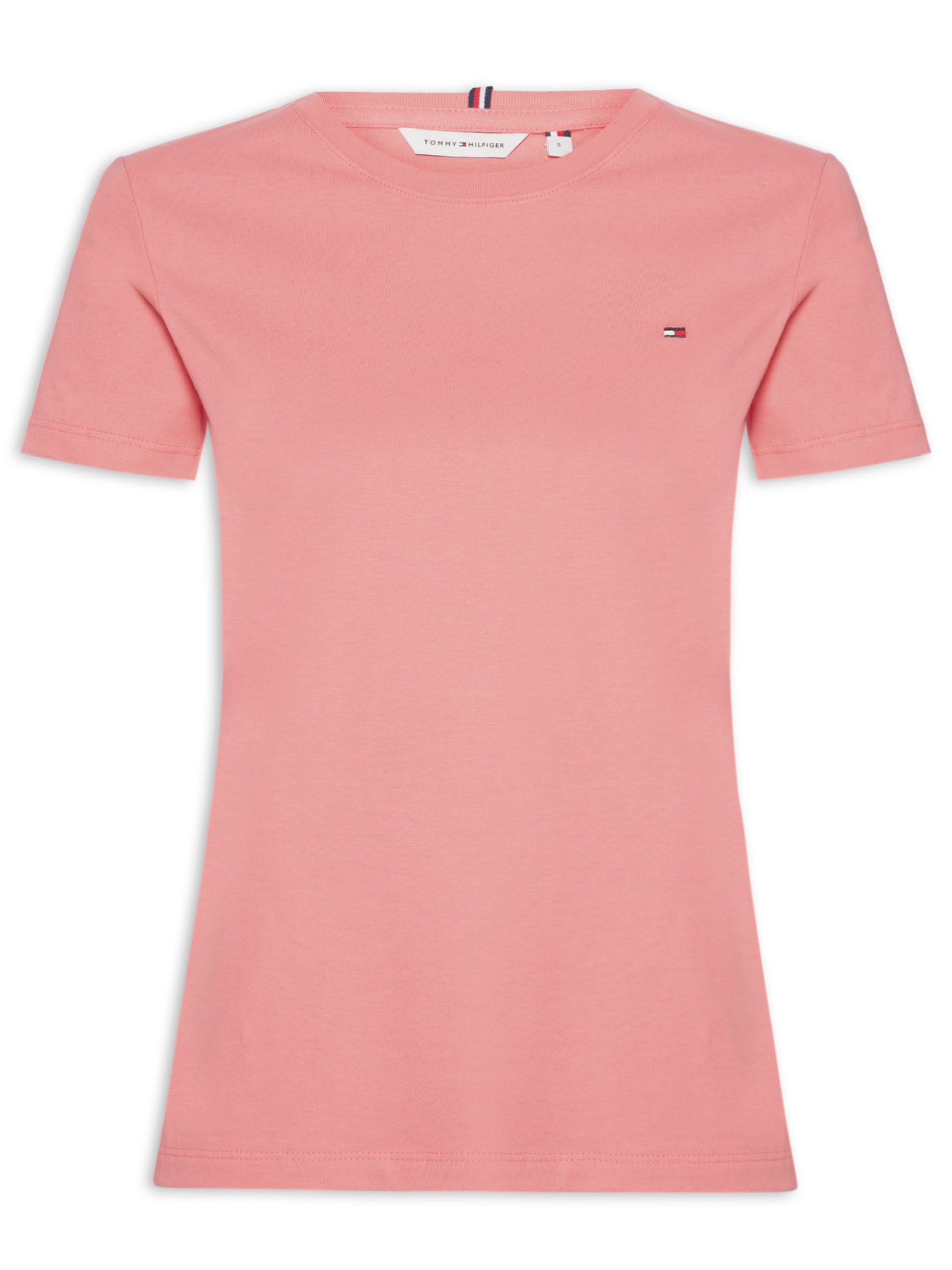 Camiseta Feminina New Crew Neck Rosa Tommy Hilfiger