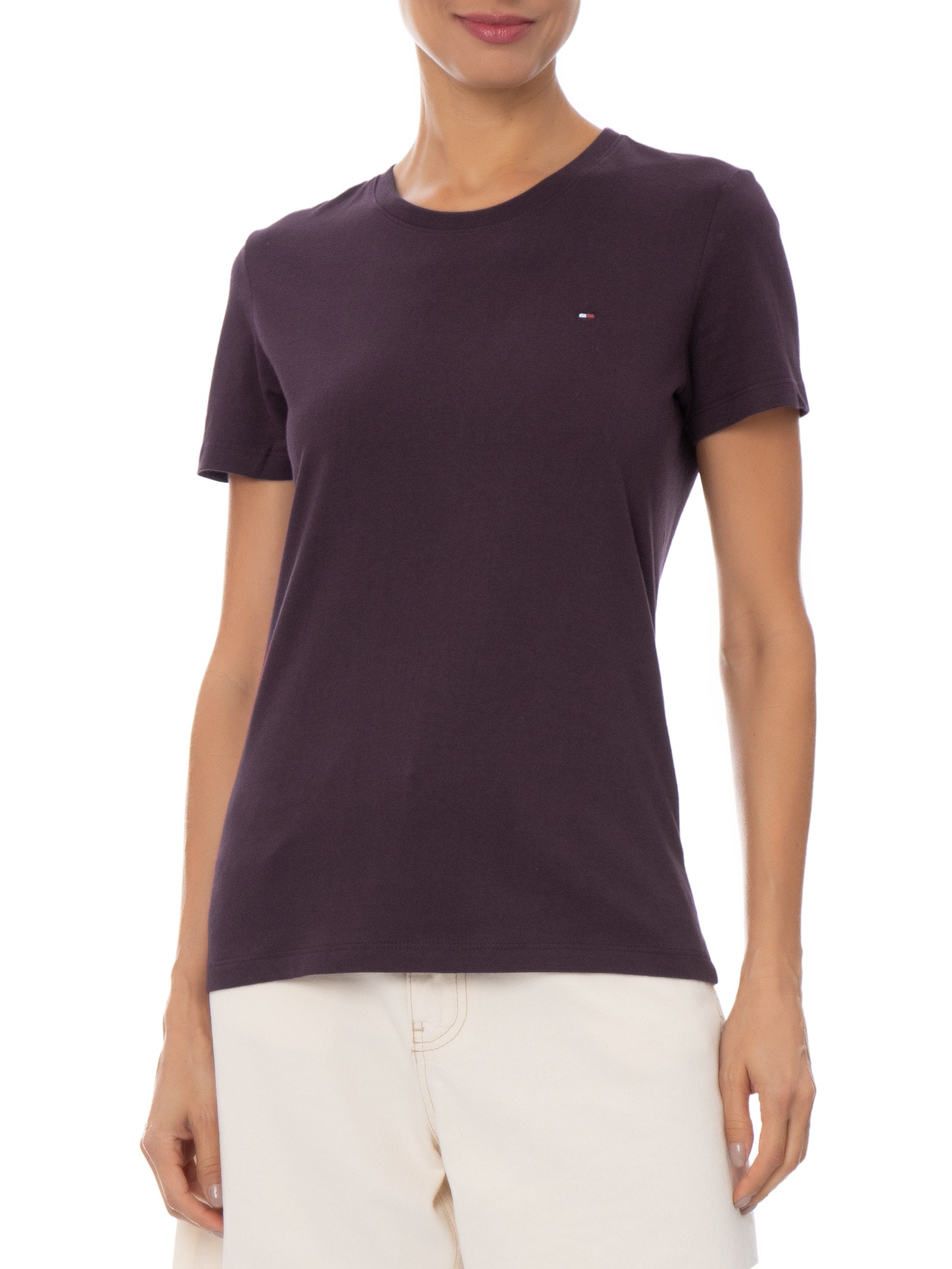 Camiseta Feminina New Crew Neck Vermelho Tommy Hilfiger