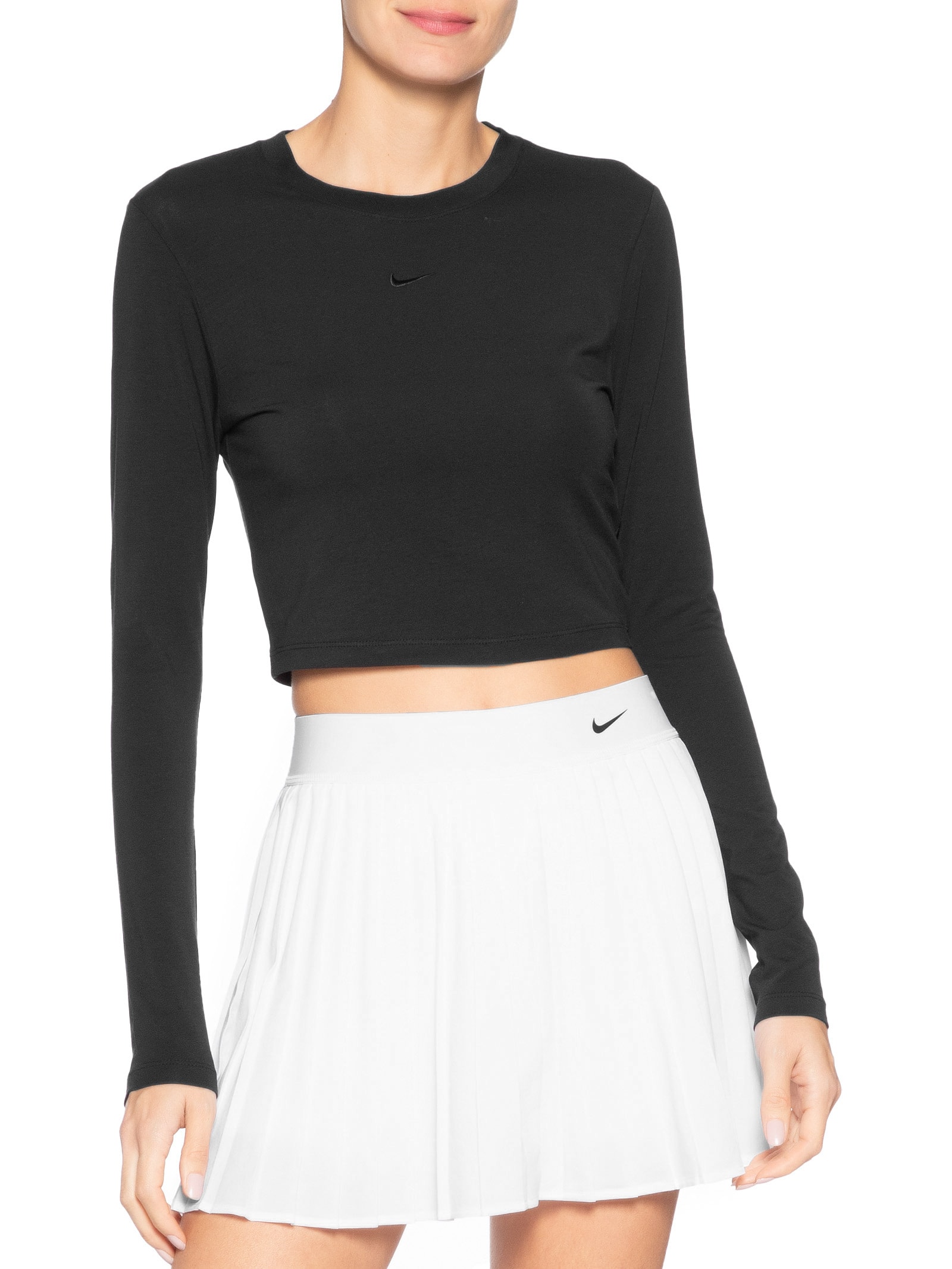 Camiseta Feminina  Nike Sportswear Cropped Chill Knit Preto Nike