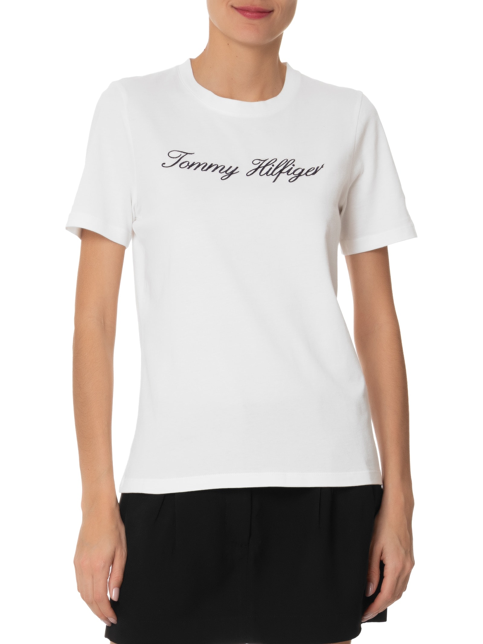 Camiseta Feminina Nos Script Regular Branco Tommy Hilfiger