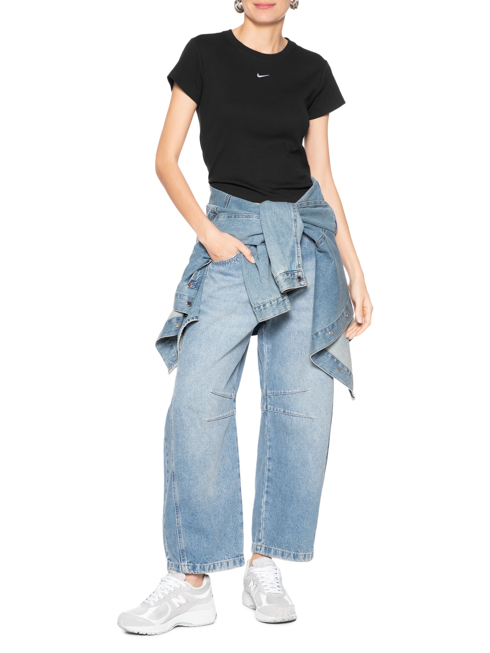 Camiseta Feminina Nsw Rib Tght SS Tee Preto Nike