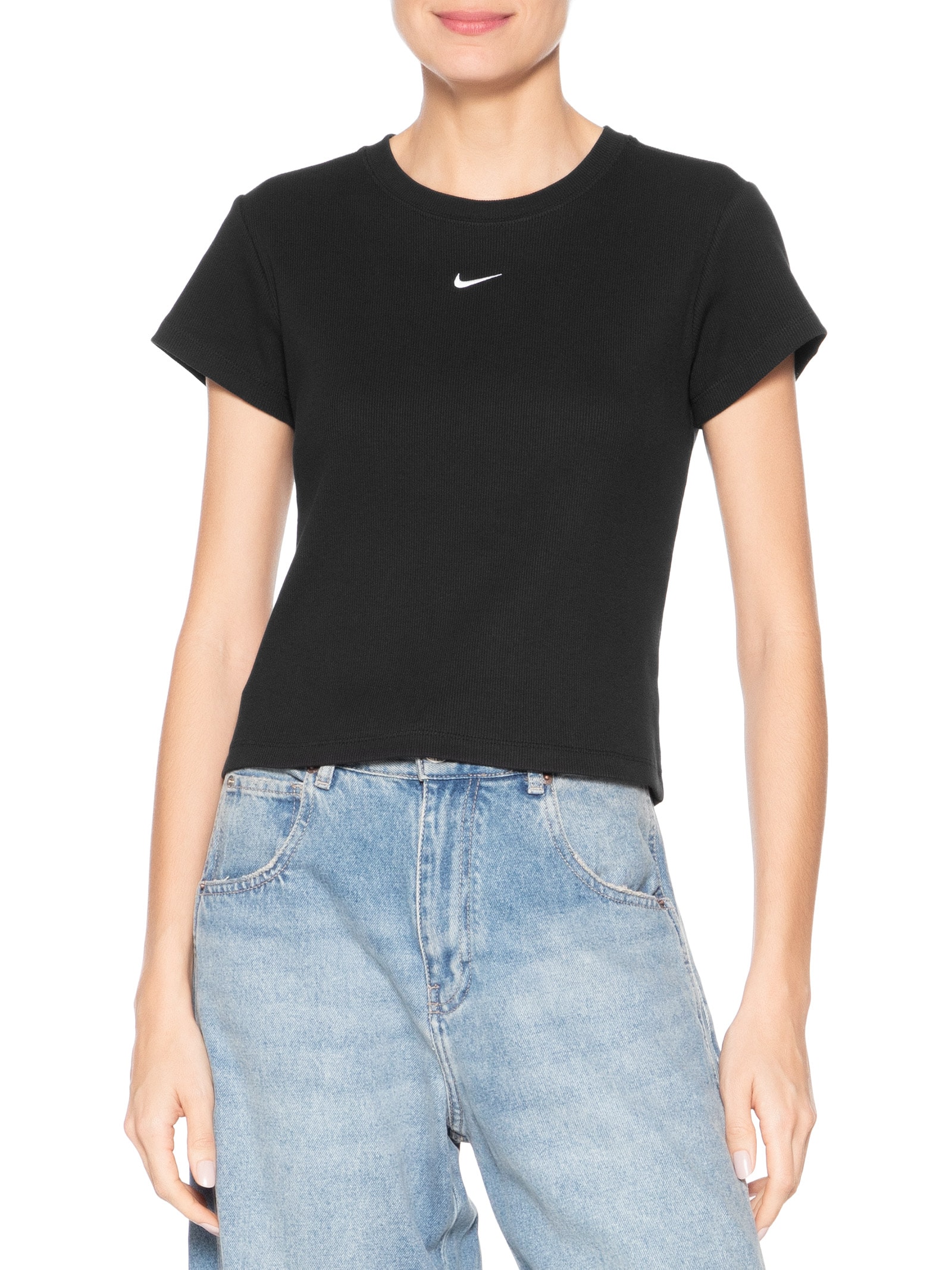 Camiseta Feminina Nsw Rib Tght SS Tee Preto Nike