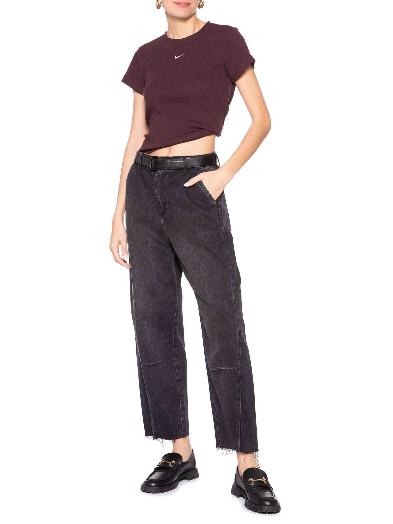 Camiseta Feminina Nsw Rib Tght SS Tee Vinho Nike