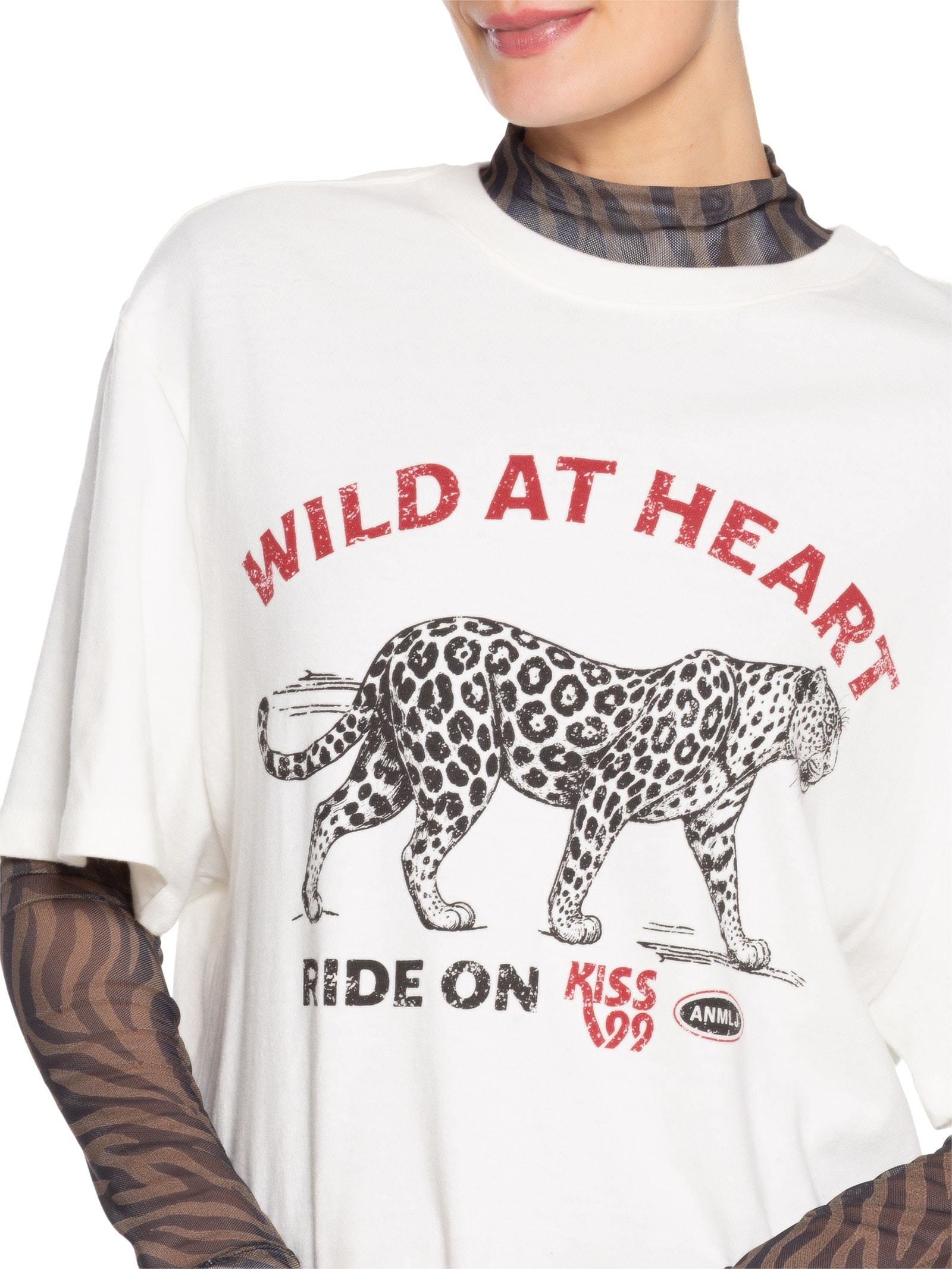 Camiseta Feminina Onça Branco Animale Jeans