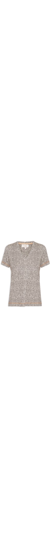 Camiseta Feminina Onça Pele Pequena Decote V - Animal Print