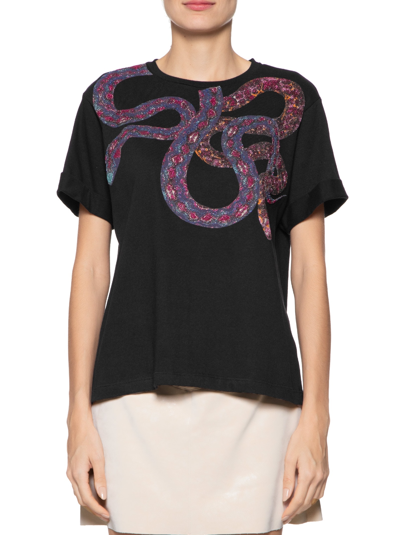 Camiseta Feminina Over Collar Snake Preto  Animale Jeans