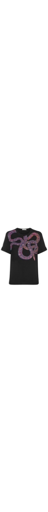 Camiseta Feminina Over Collar Snake - Preto