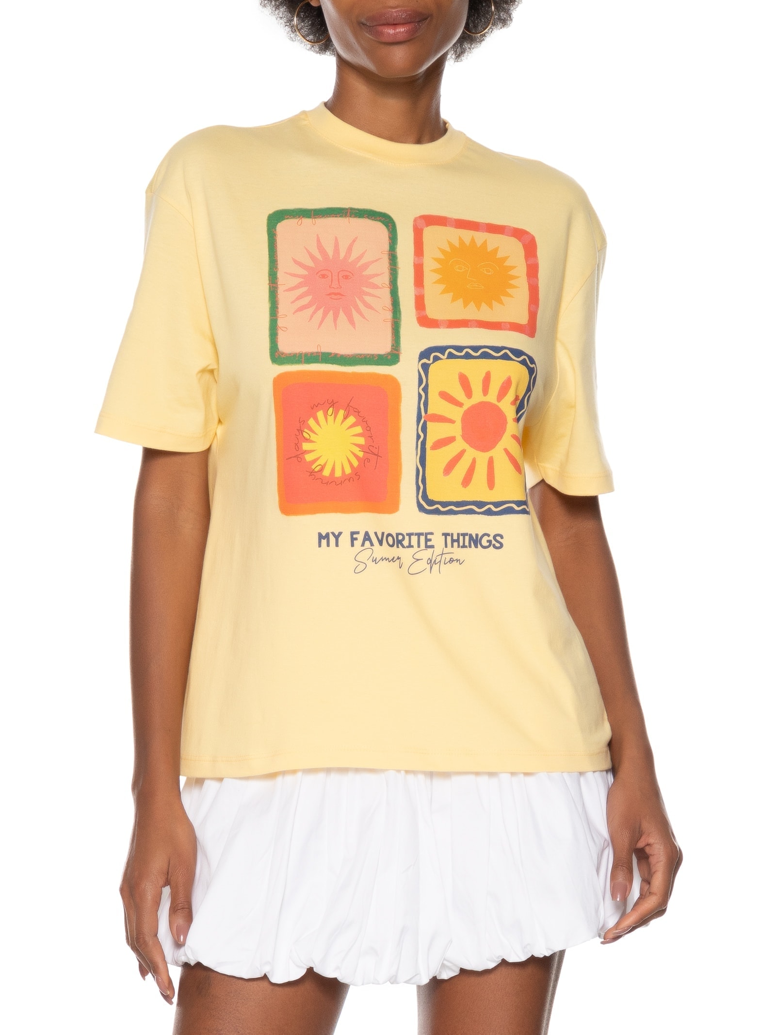 Camiseta Feminina Oversized Alongada Amarelo  My Favorite