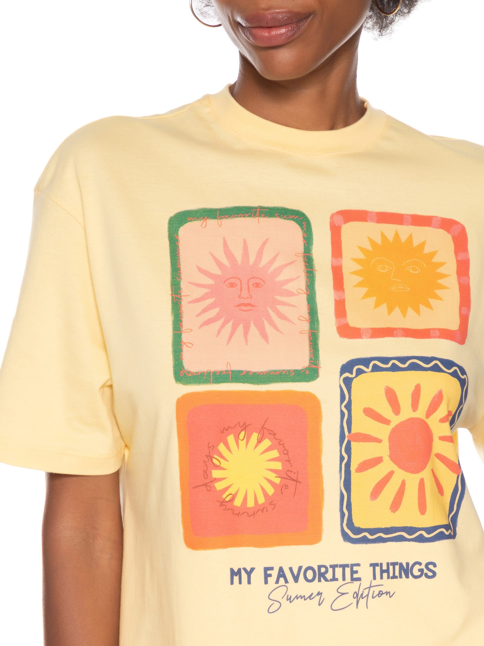 Camiseta Feminina Oversized Alongada Amarelo  My Favorite