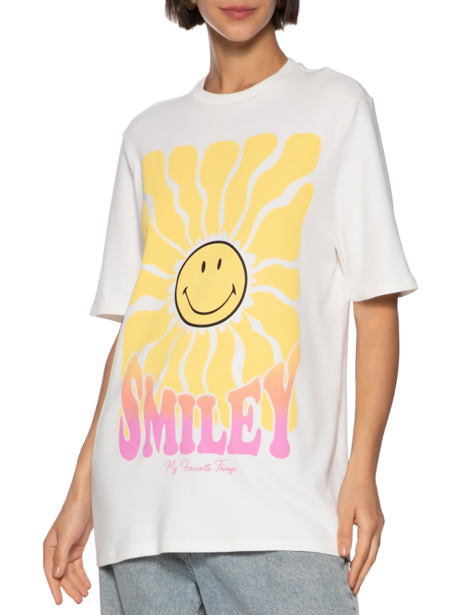 Camiseta Feminina Oversized Alongada Branco My Favorite