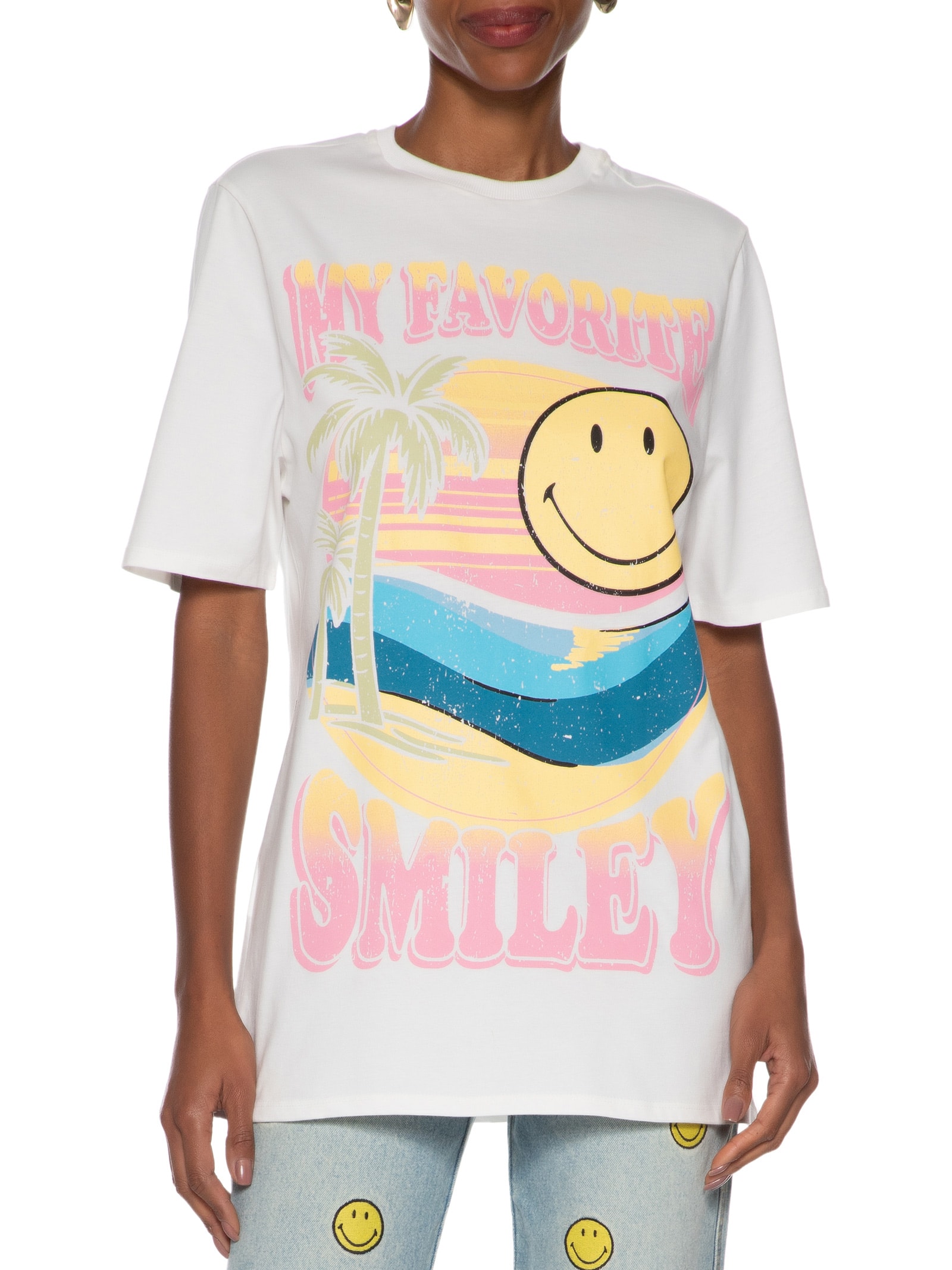 Camiseta Feminina Oversized Alongada Branco My Favorite