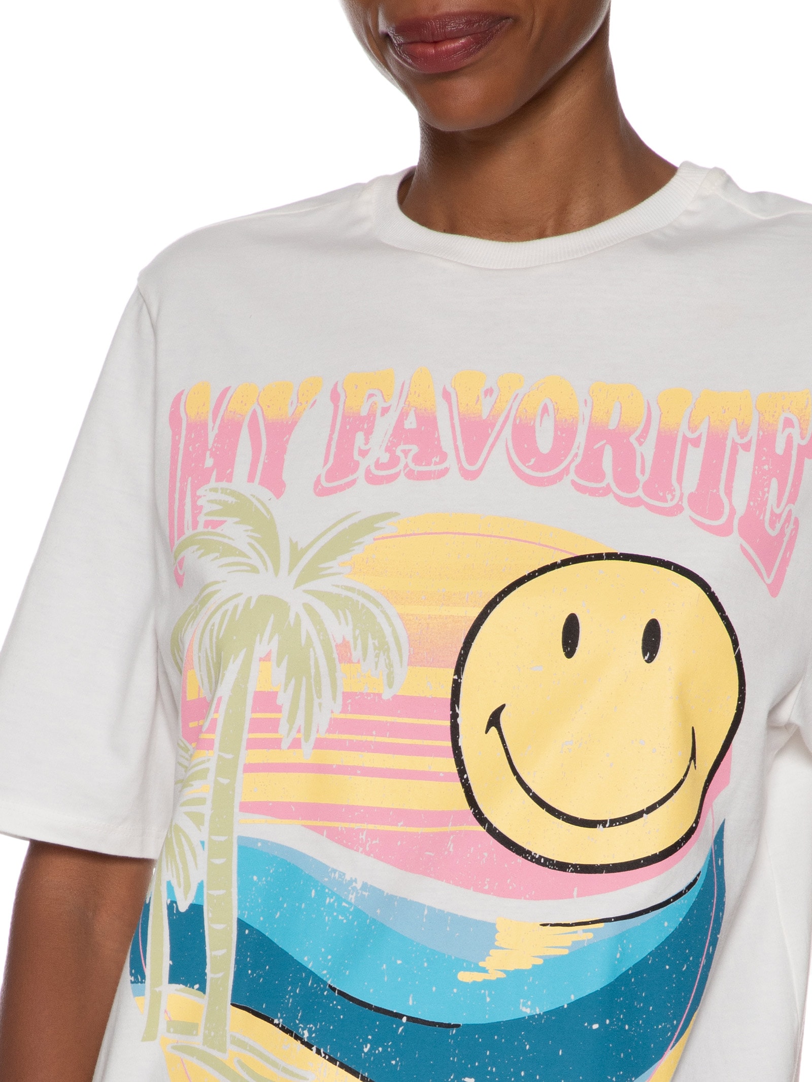 Camiseta Feminina Oversized Alongada Branco My Favorite