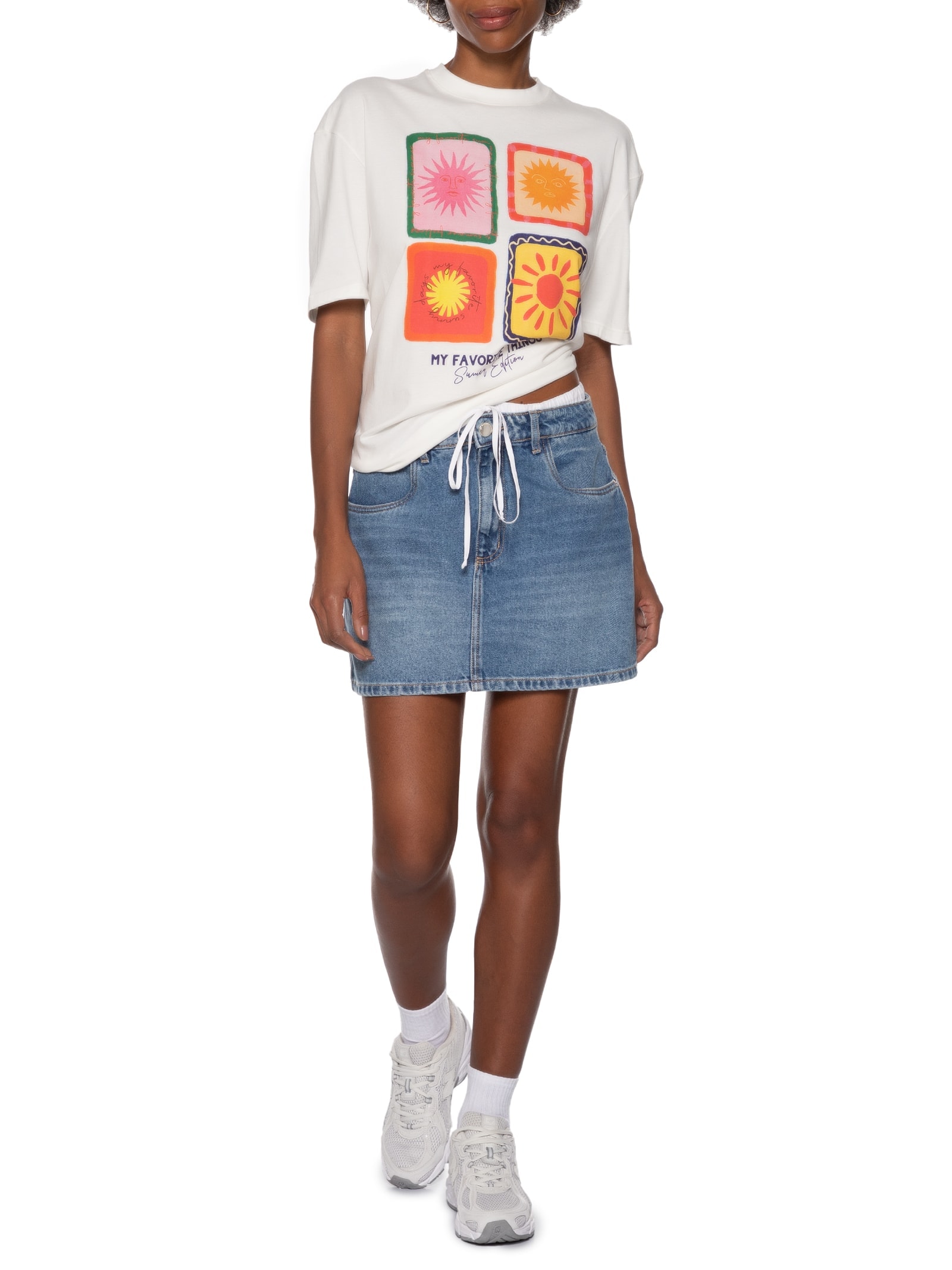 Camiseta Feminina Oversized Alongada Branco My Favorite