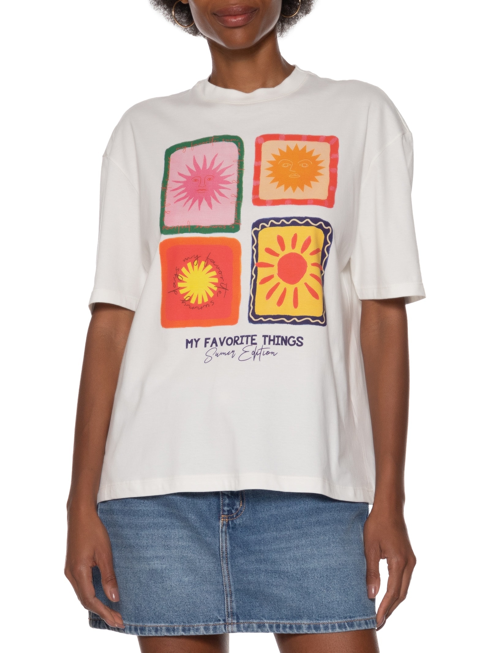 Camiseta Feminina Oversized Alongada Branco My Favorite